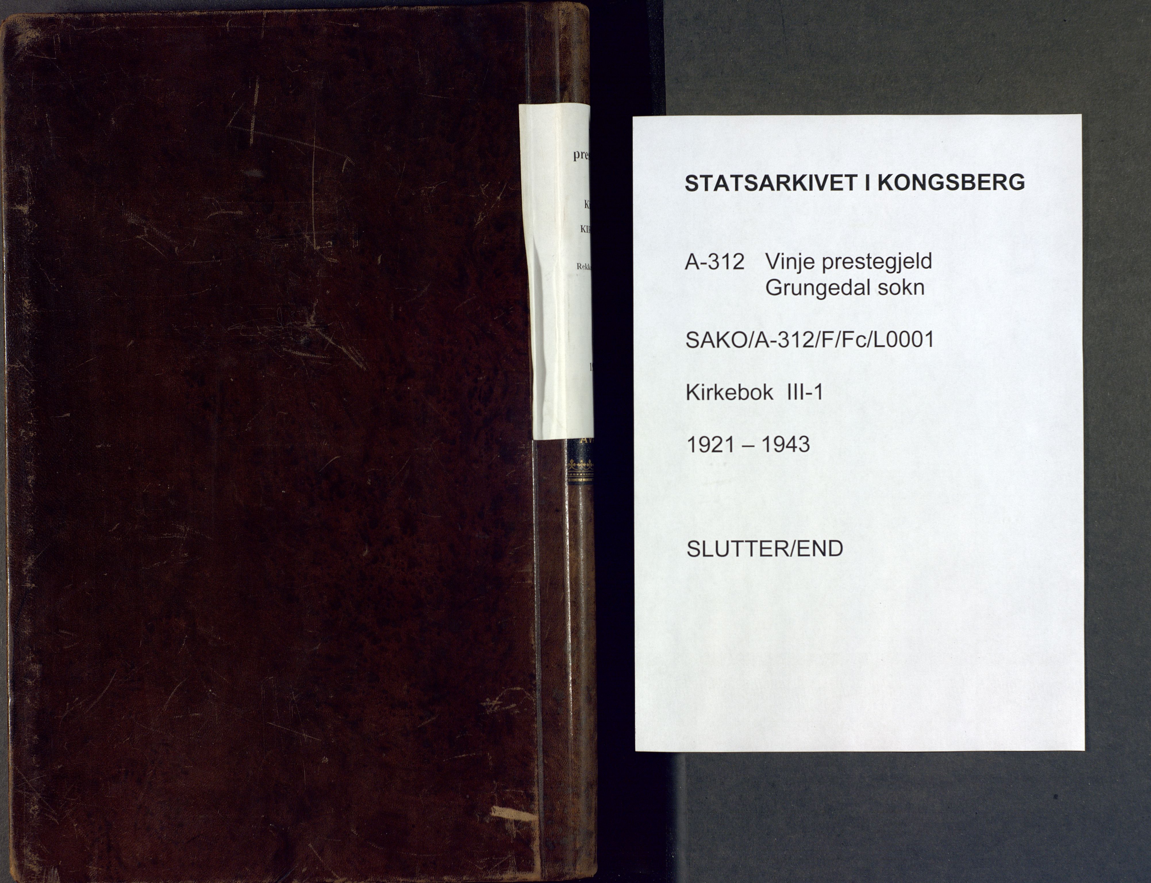 Vinje kirkebøker, SAKO/A-312/F/Fc/L0002: Parish register (official) no. III 2, 1921-1943