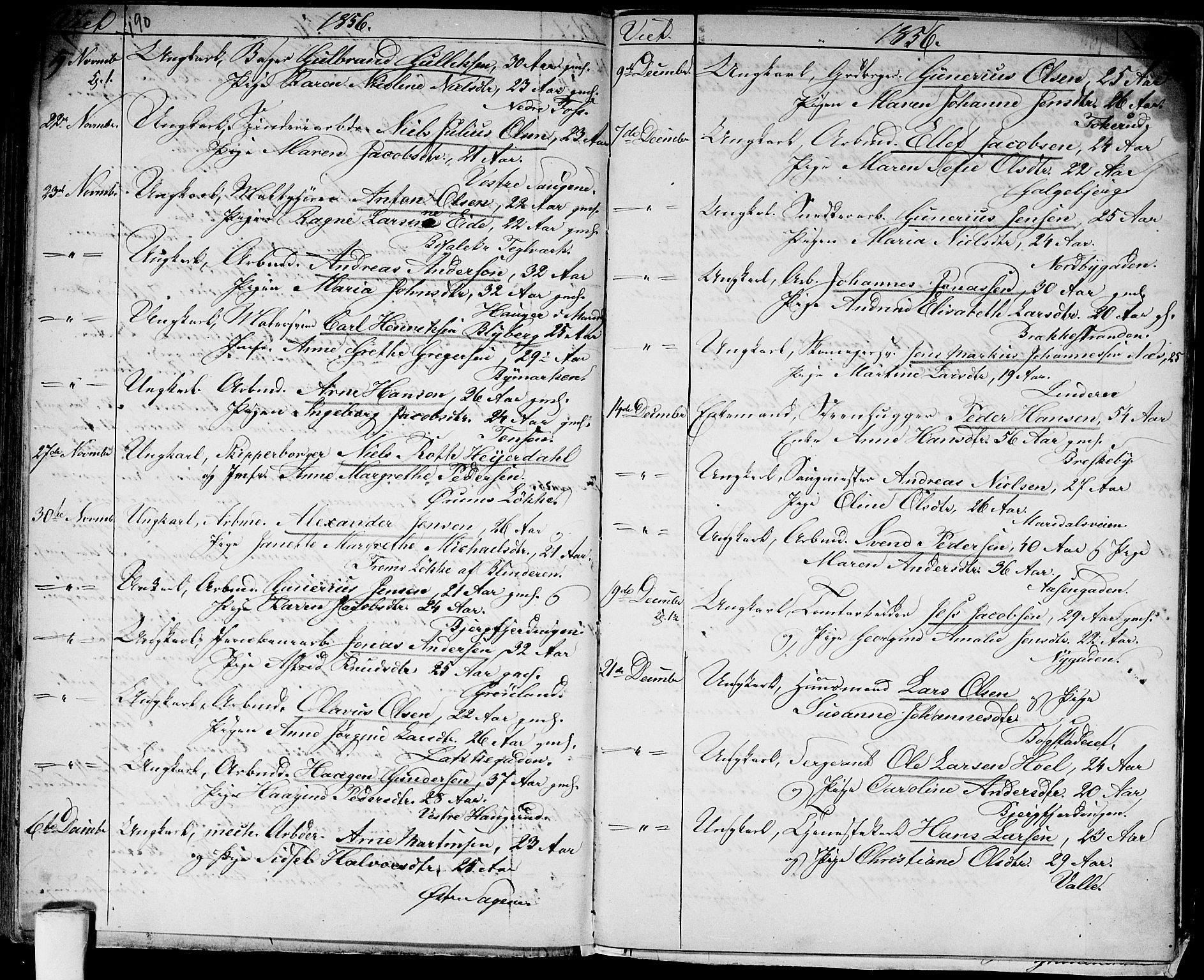 Aker prestekontor kirkebøker, AV/SAO-A-10861/G/L0011: Parish register (copy) no. 11, 1846-1859, p. 190-191