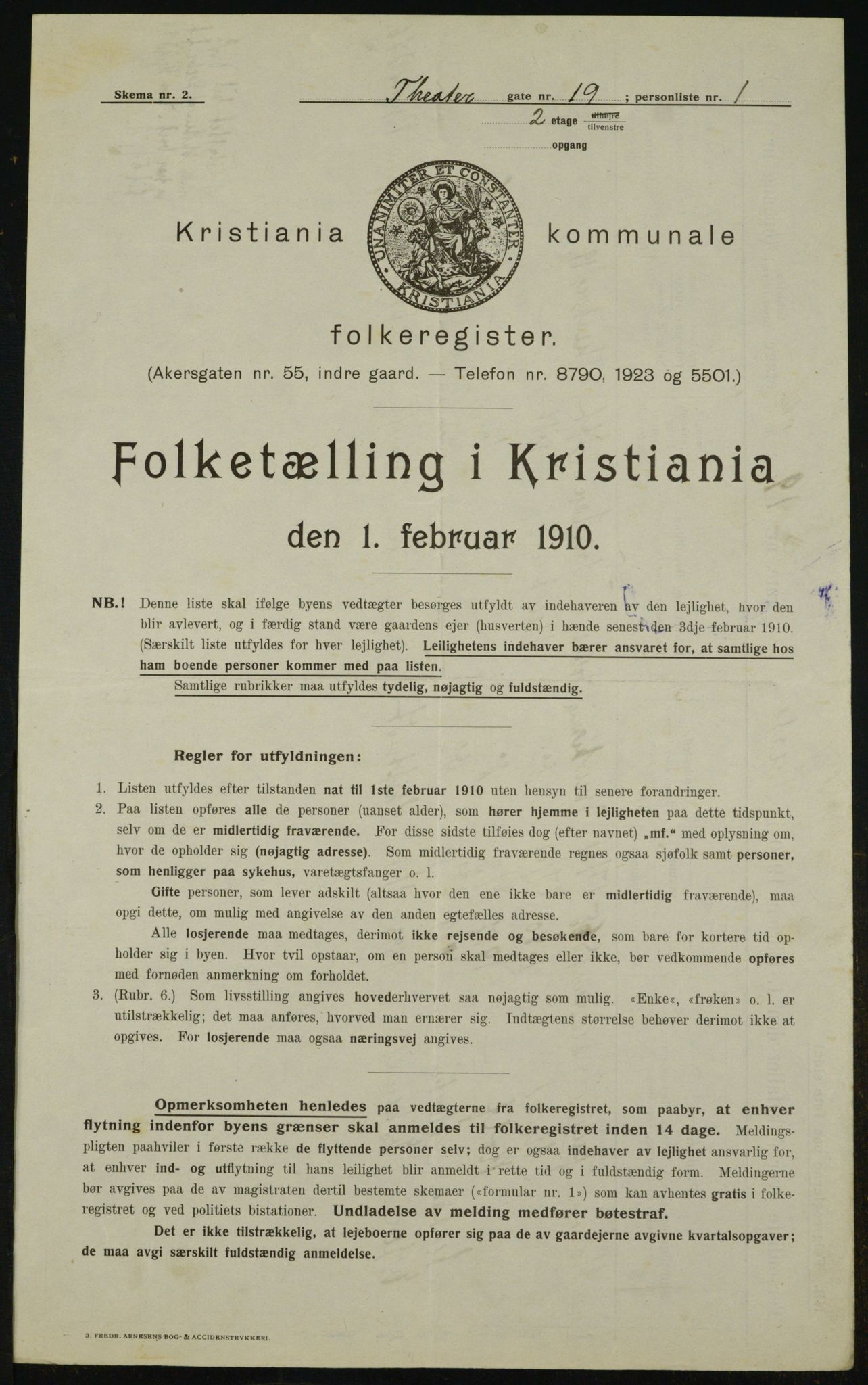 OBA, Municipal Census 1910 for Kristiania, 1910, p. 101911