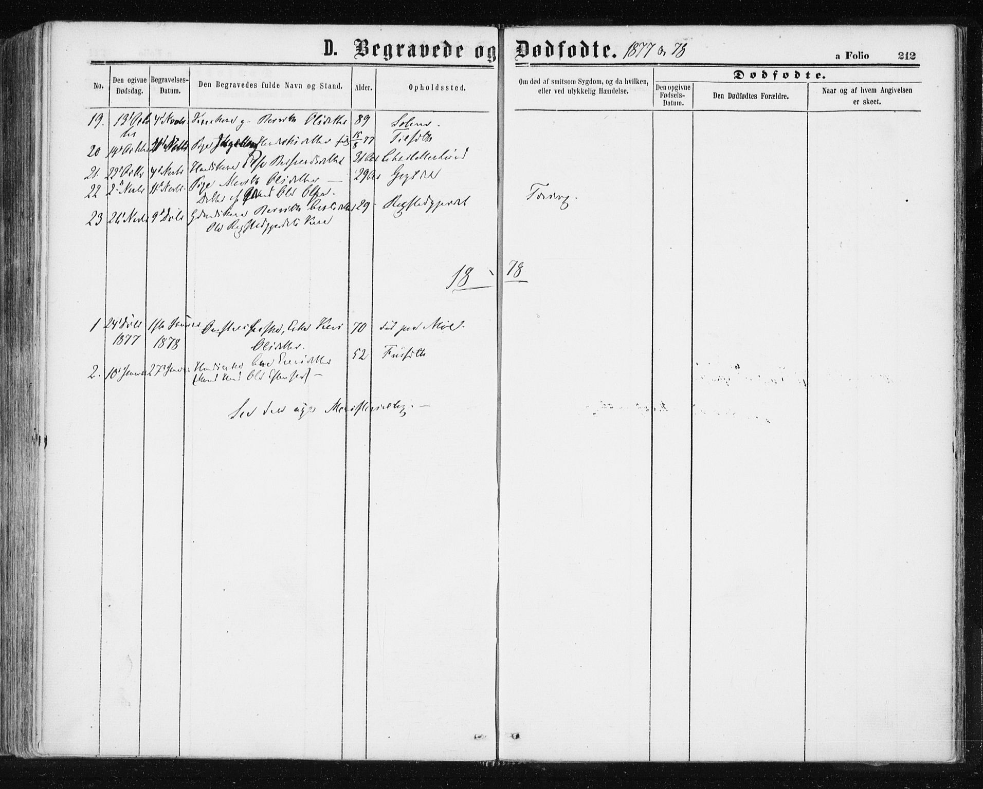 Ministerialprotokoller, klokkerbøker og fødselsregistre - Sør-Trøndelag, SAT/A-1456/687/L1001: Parish register (official) no. 687A07, 1863-1878, p. 212