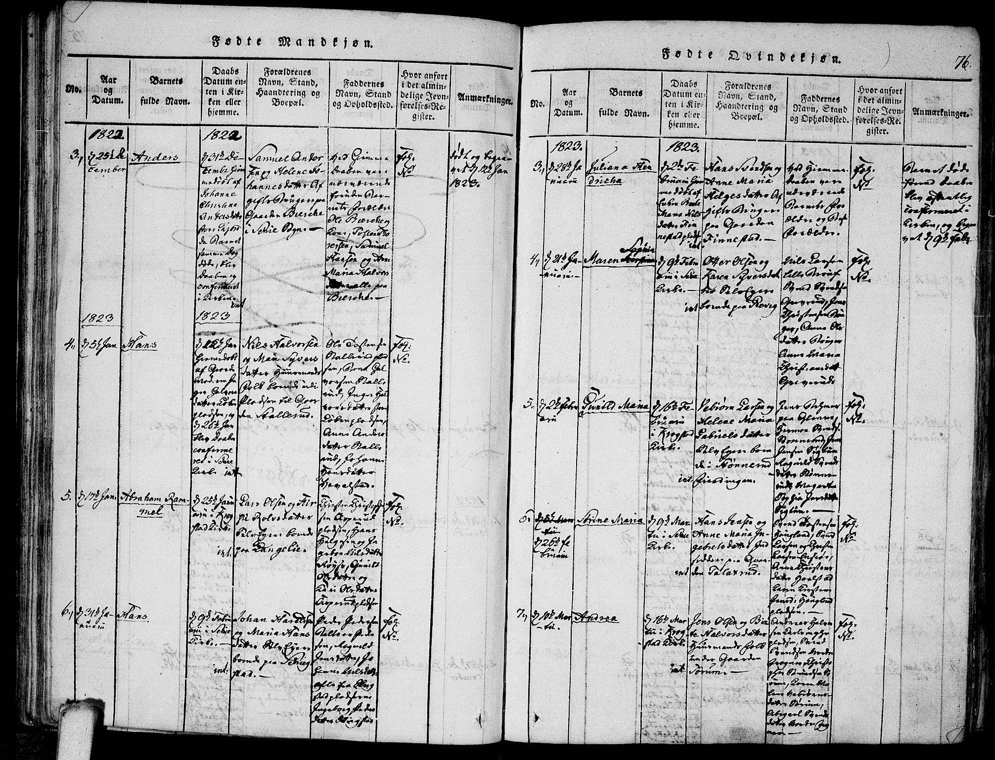 Kråkstad prestekontor Kirkebøker, SAO/A-10125a/F/Fa/L0003: Parish register (official) no. I 3, 1813-1824, p. 76
