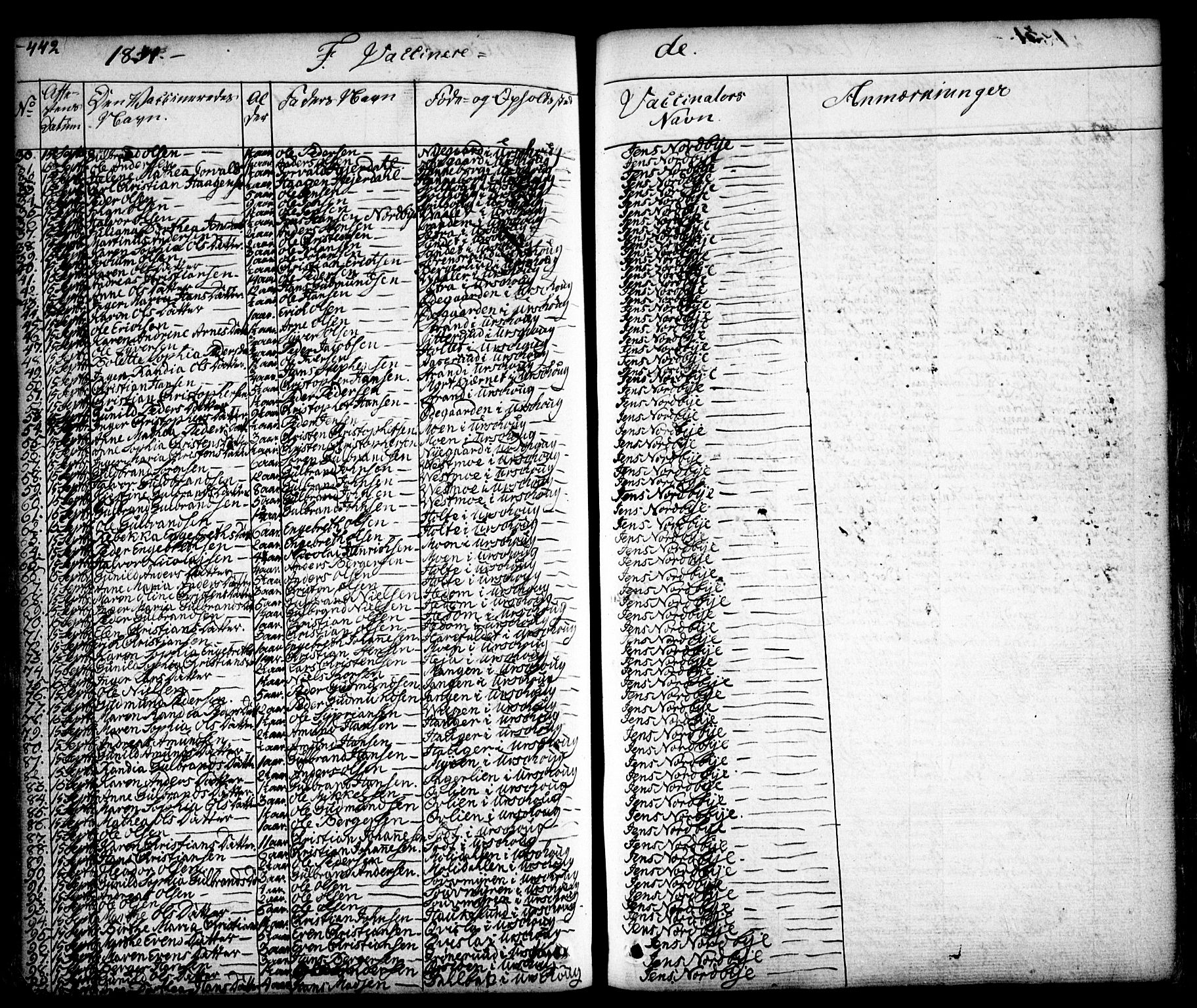 Aurskog prestekontor Kirkebøker, SAO/A-10304a/F/Fa/L0006: Parish register (official) no. I 6, 1829-1853, p. 442
