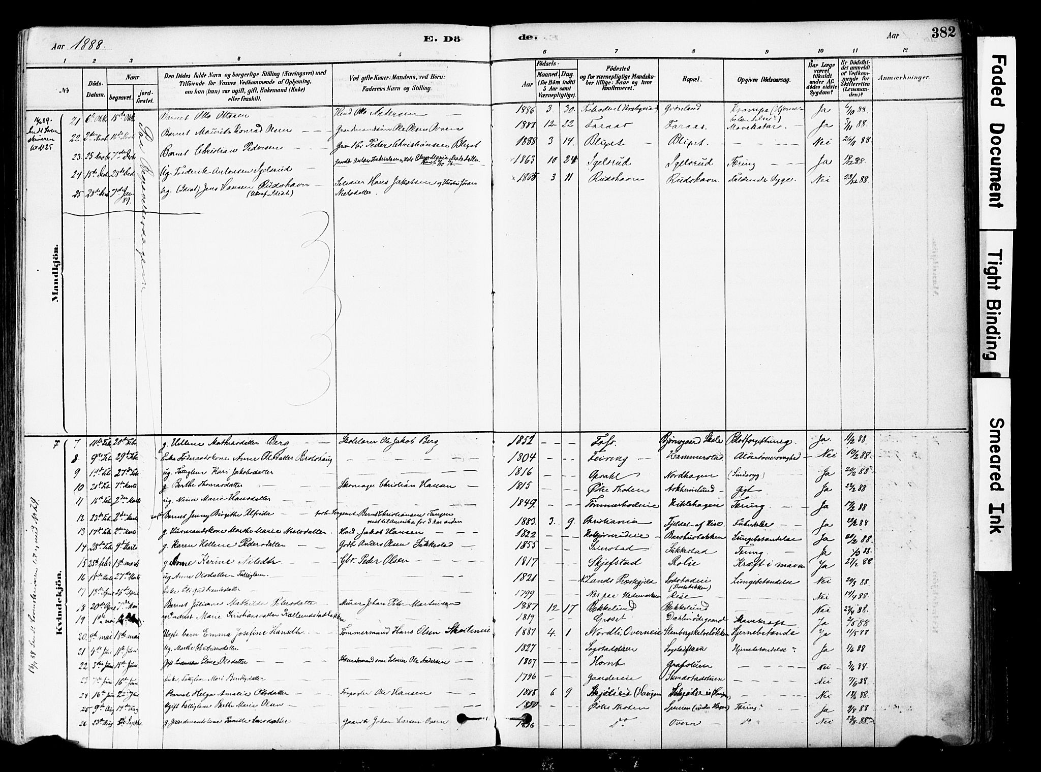 Østre Toten prestekontor, SAH/PREST-104/H/Ha/Haa/L0006: Parish register (official) no. 6 /1, 1878-1896, p. 382