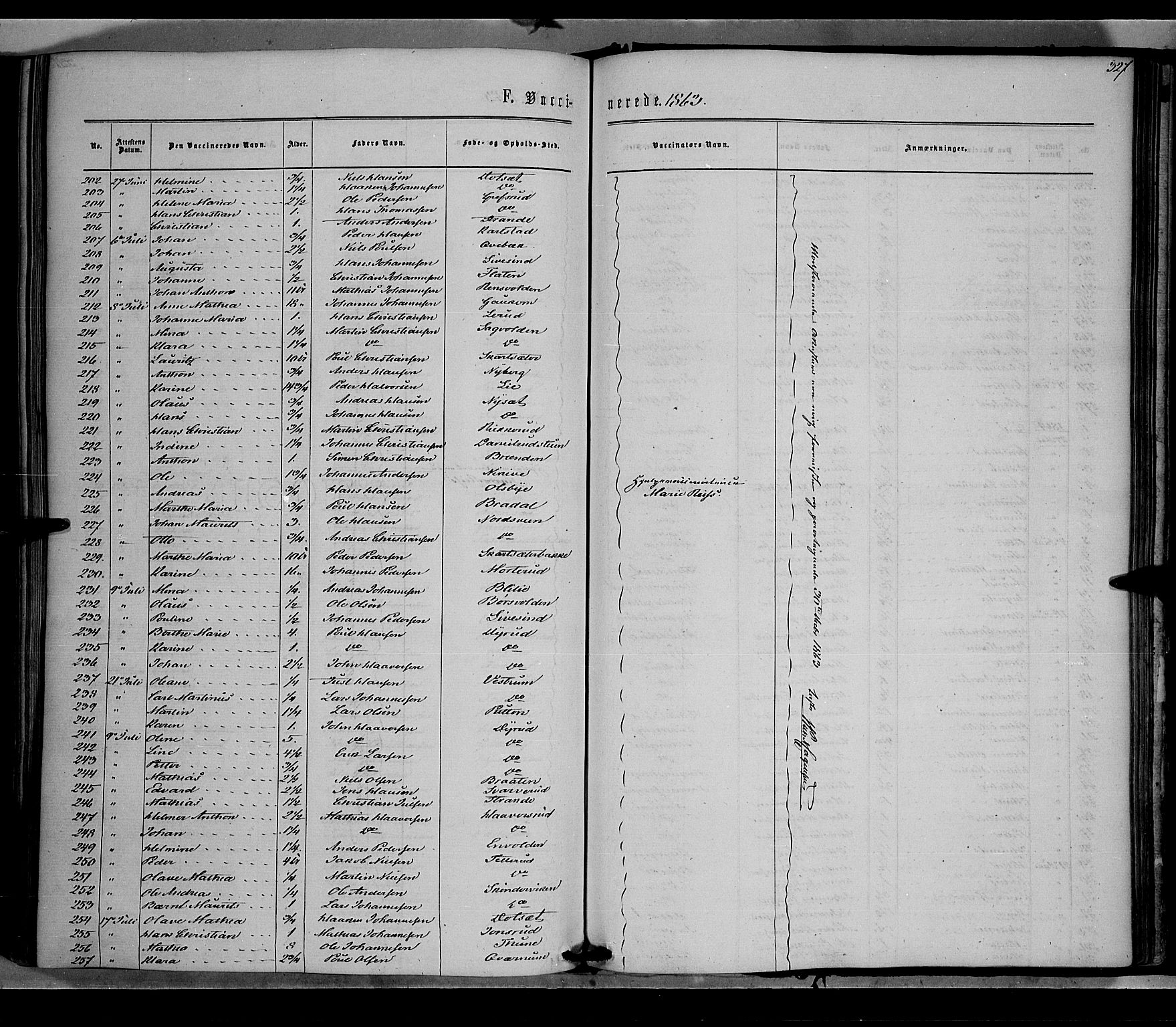 Vestre Toten prestekontor, SAH/PREST-108/H/Ha/Haa/L0007: Parish register (official) no. 7, 1862-1869, p. 327