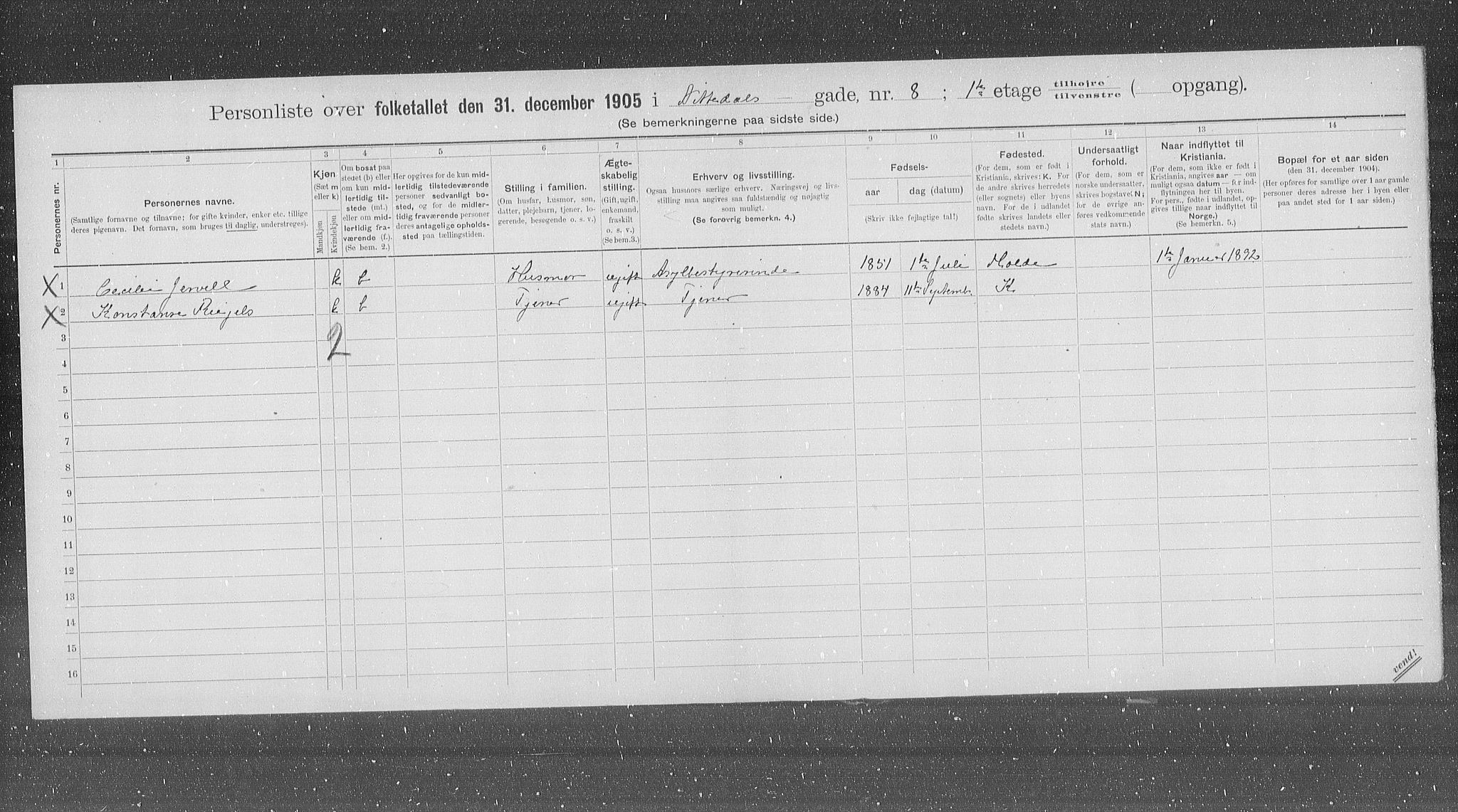 OBA, Municipal Census 1905 for Kristiania, 1905, p. 37477