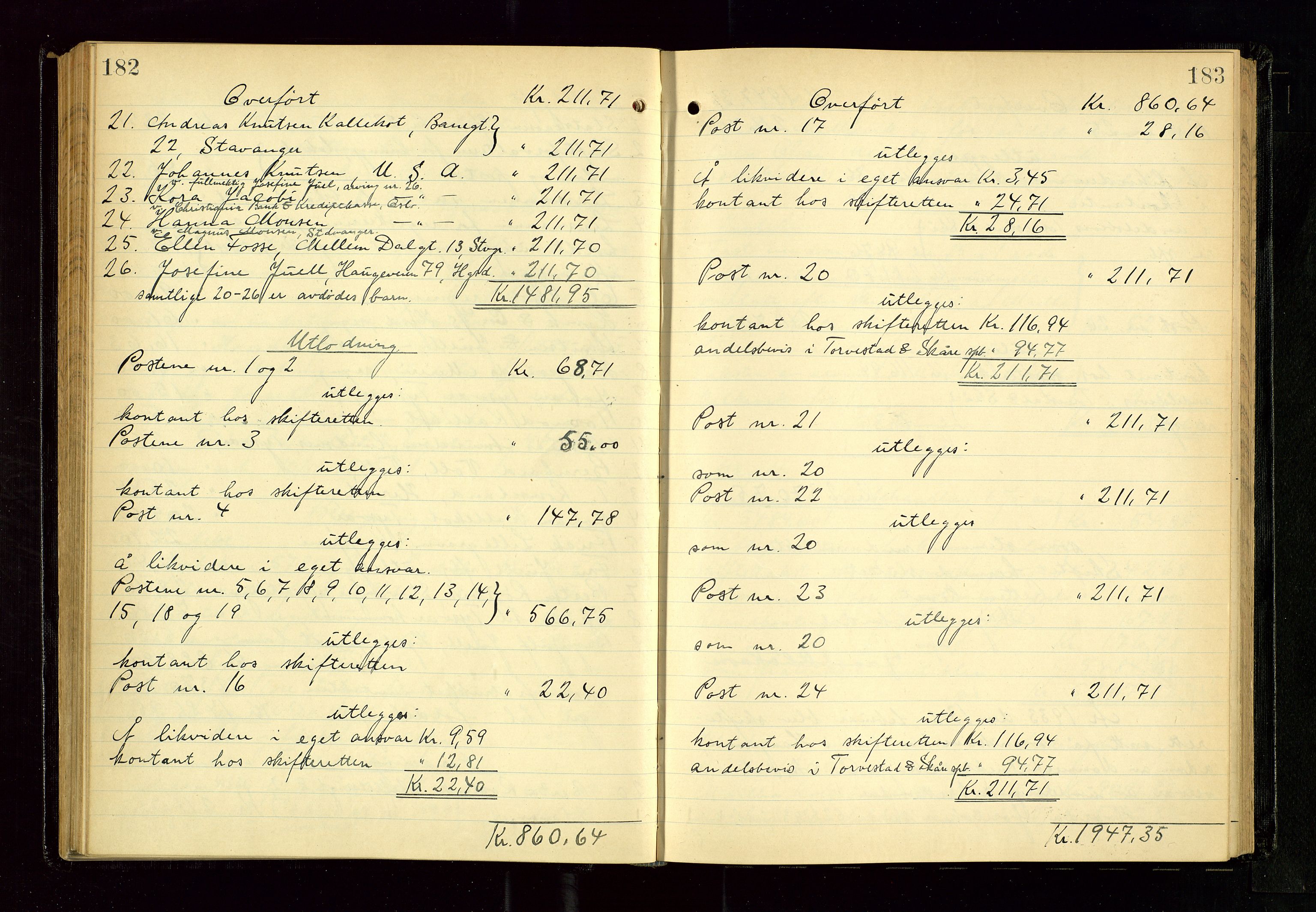 Karmsund sorenskriveri, AV/SAST-A-100311/01/IV/IVGB/L0005: SKIFTEUTLODNINGSPROTOKOLL, 1931-1936, p. 182-183