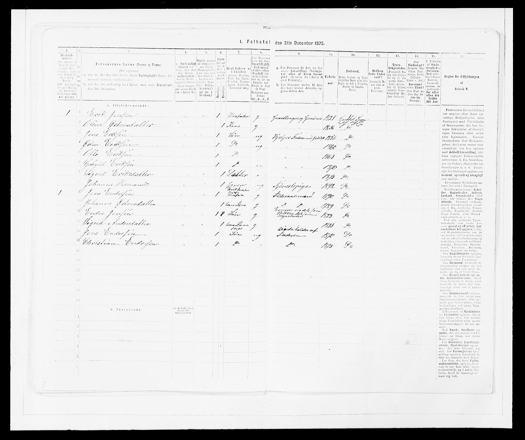 SAB, 1875 census for 1429P Ytre Holmedal, 1875, p. 1227