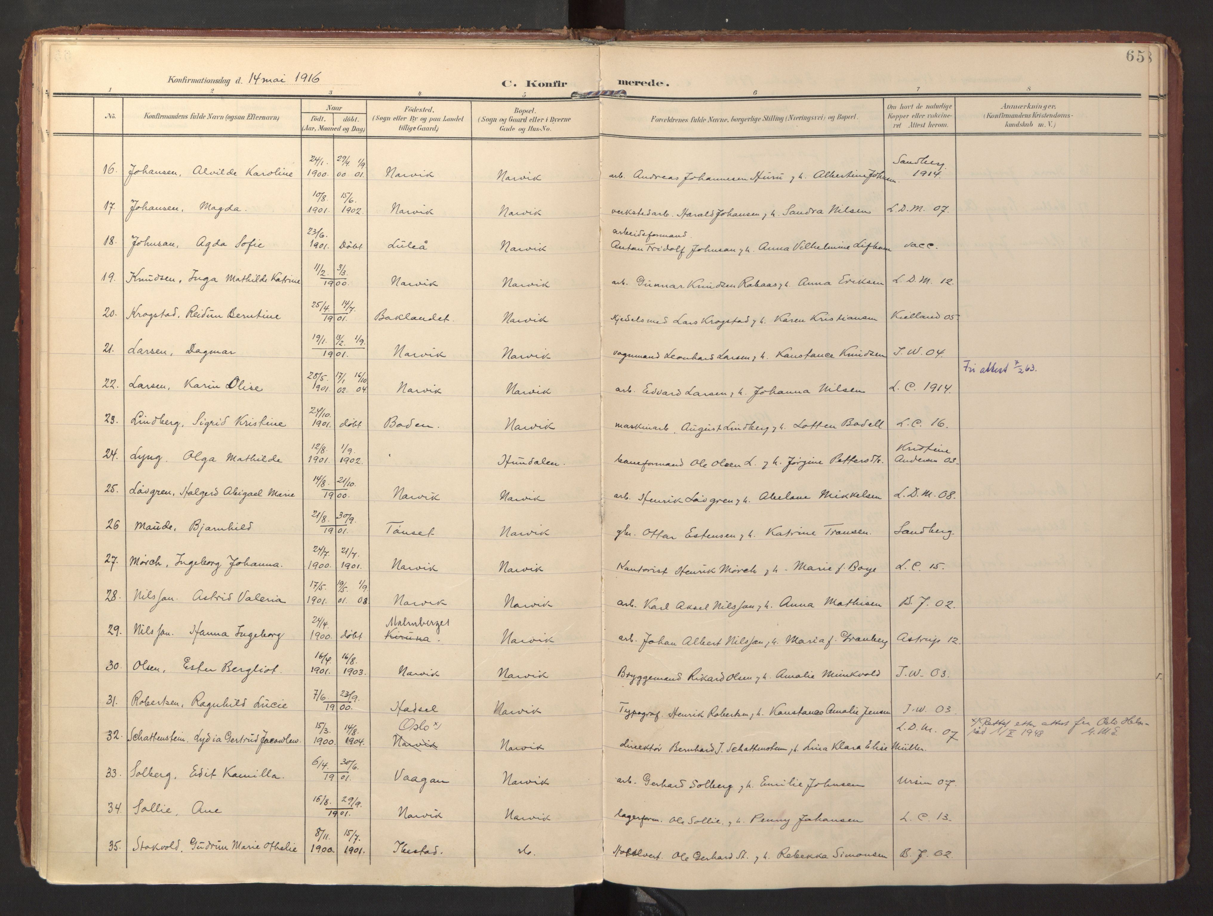 Ministerialprotokoller, klokkerbøker og fødselsregistre - Nordland, AV/SAT-A-1459/871/L0998: Parish register (official) no. 871A14, 1902-1921, p. 65