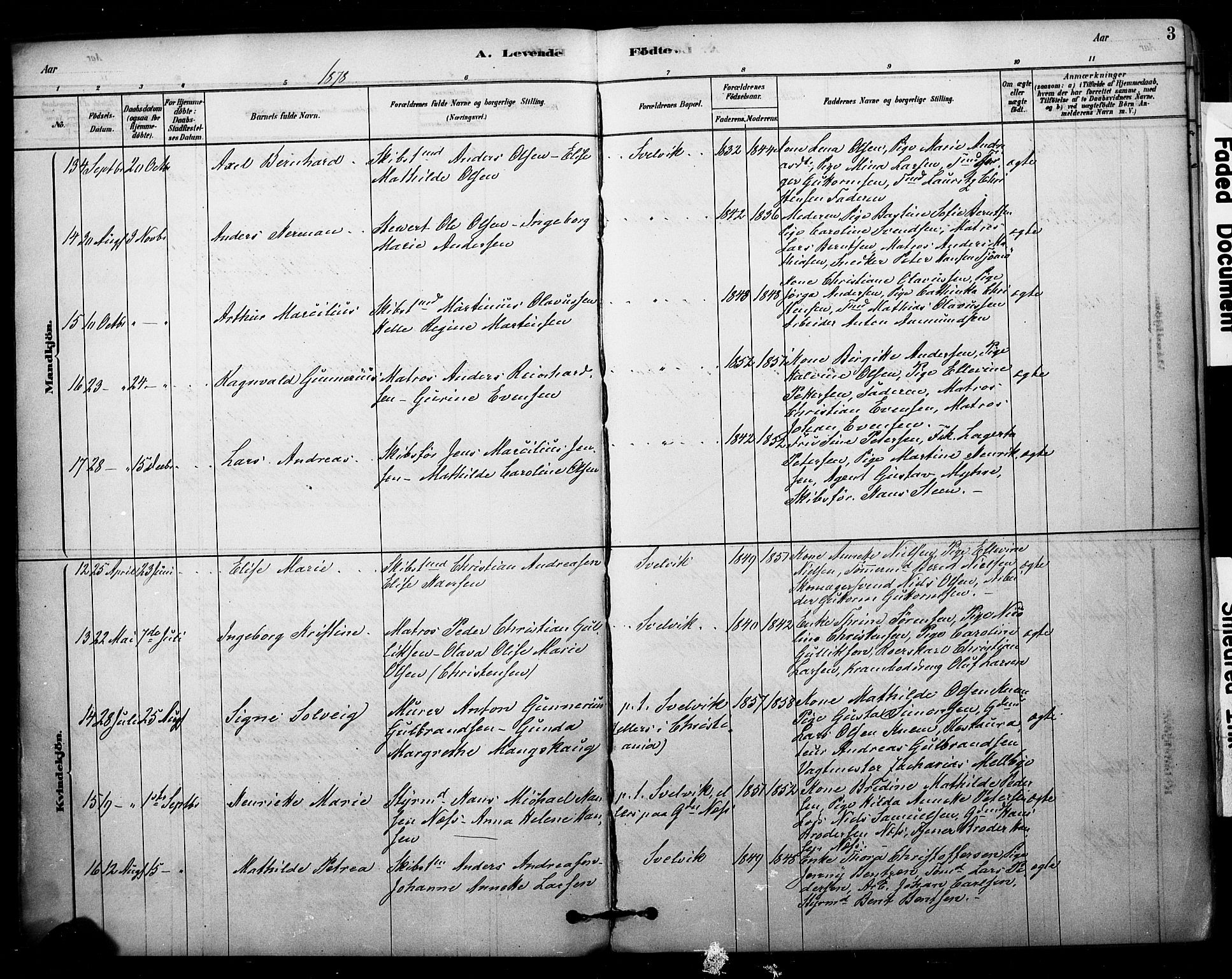 Strømm kirkebøker, SAKO/A-322/F/Fb/L0001: Parish register (official) no. II 1, 1878-1899, p. 3