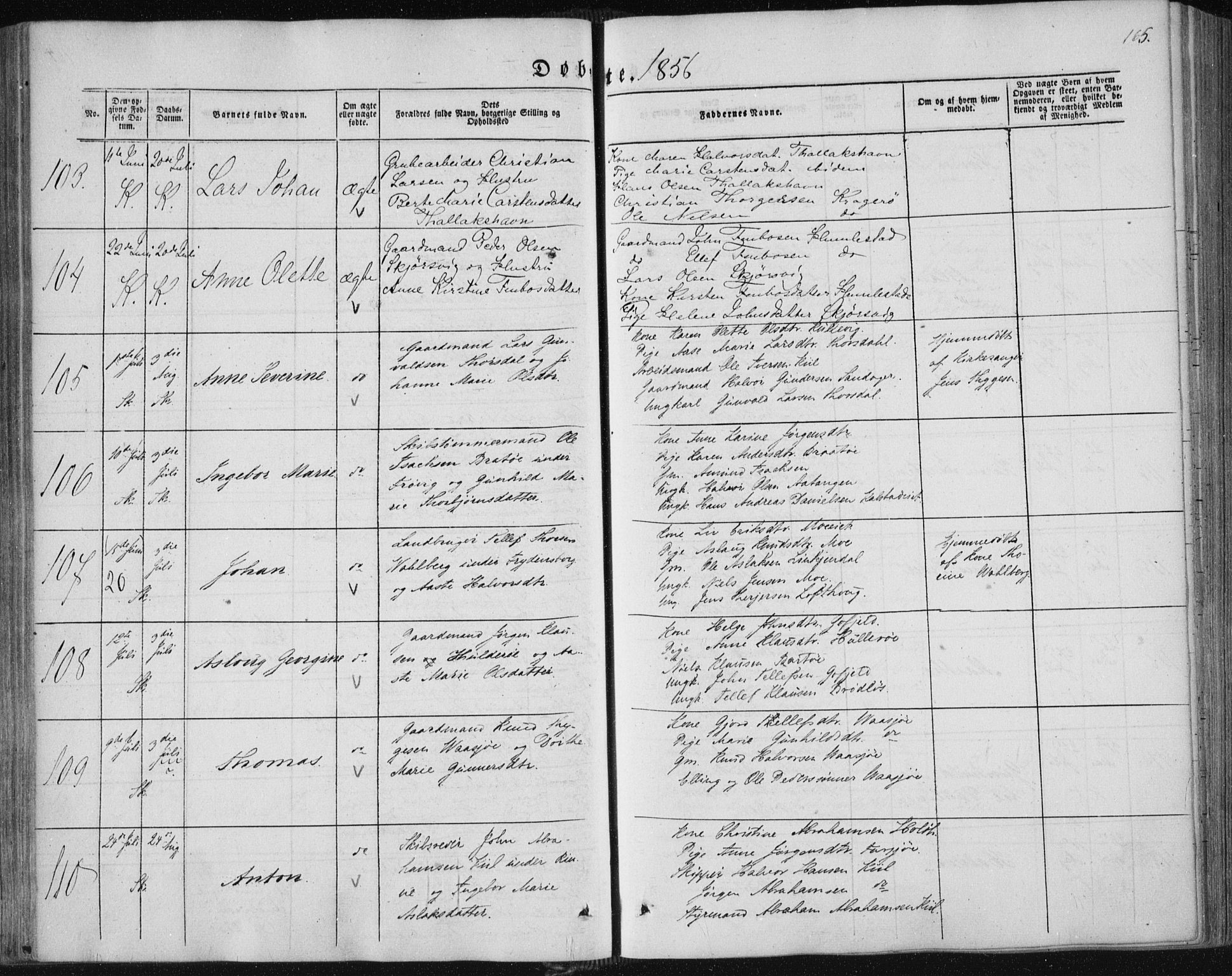 Sannidal kirkebøker, AV/SAKO-A-296/F/Fa/L0008: Parish register (official) no. 8, 1847-1862, p. 165