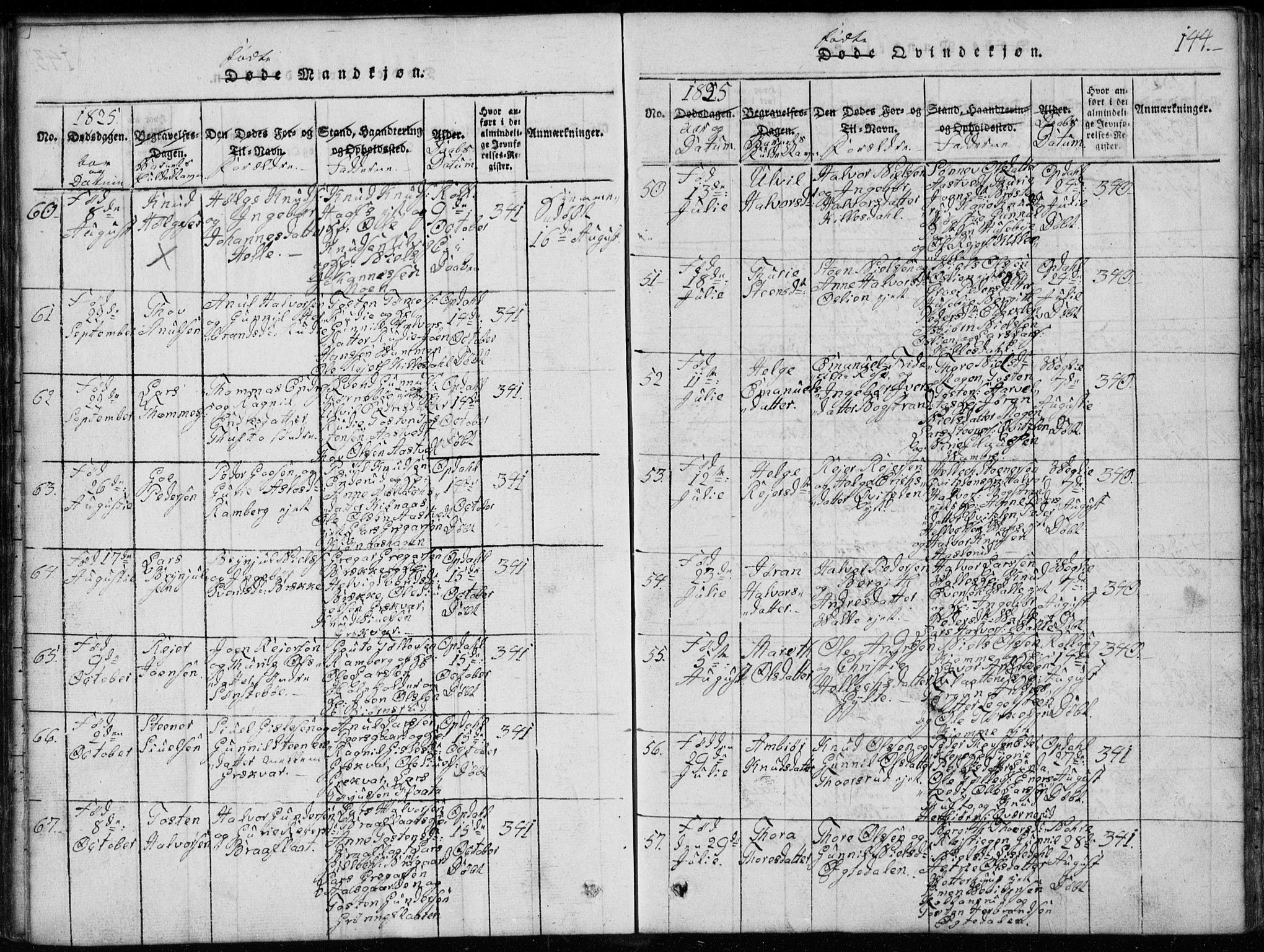 Rollag kirkebøker, AV/SAKO-A-240/G/Ga/L0001: Parish register (copy) no. I 1, 1814-1831, p. 144