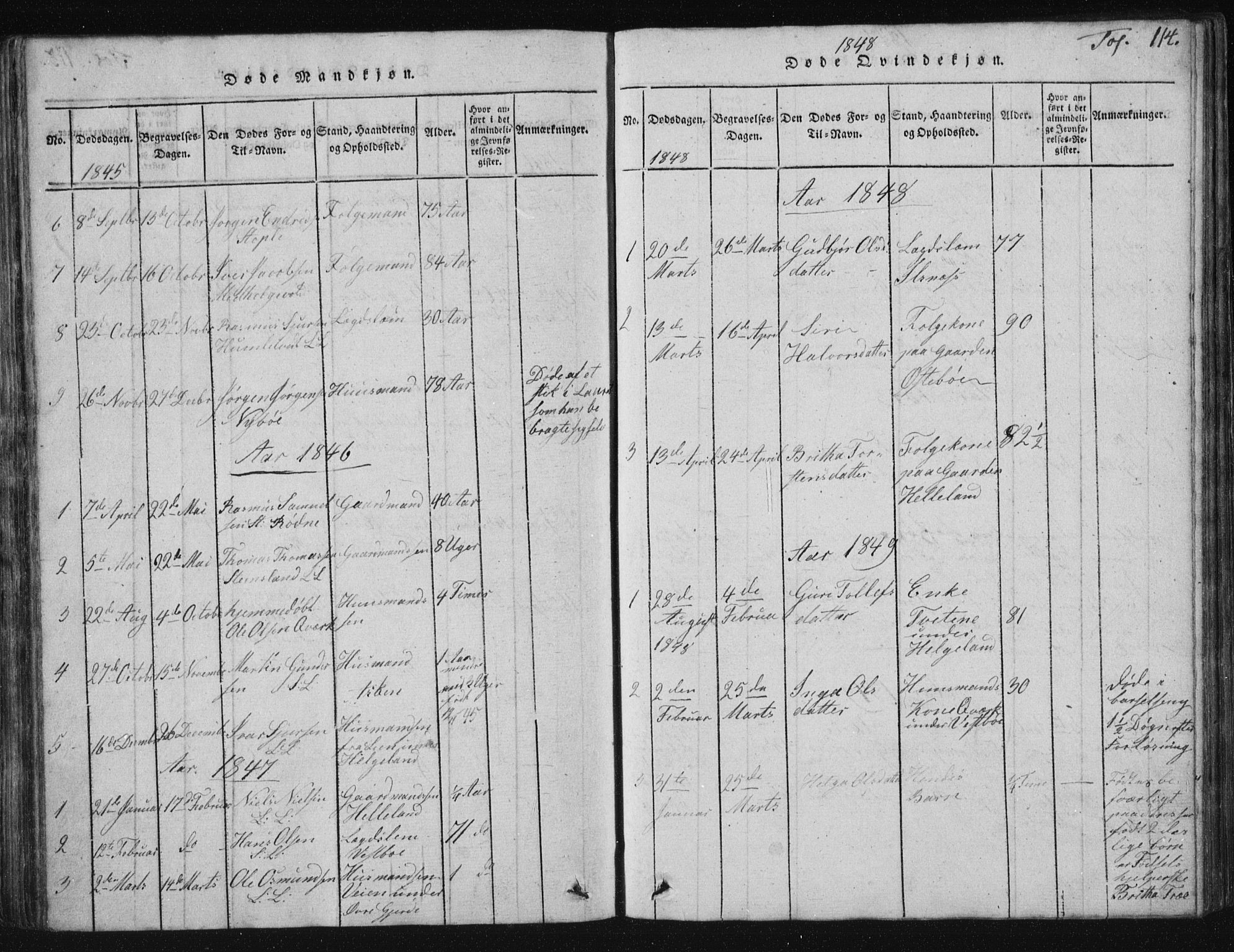 Vikedal sokneprestkontor, SAST/A-101840/01/V: Parish register (copy) no. B 2, 1816-1863, p. 114