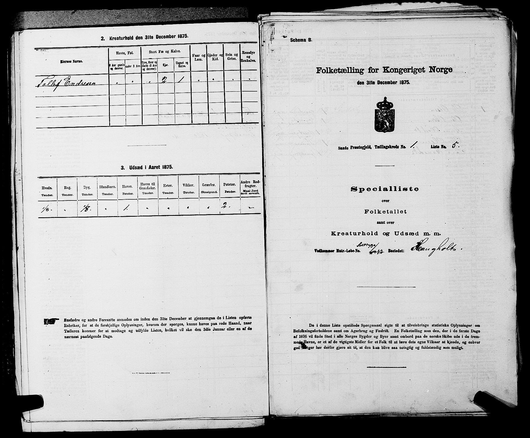 SAKO, 1875 census for 0822P Sauherad, 1875, p. 67