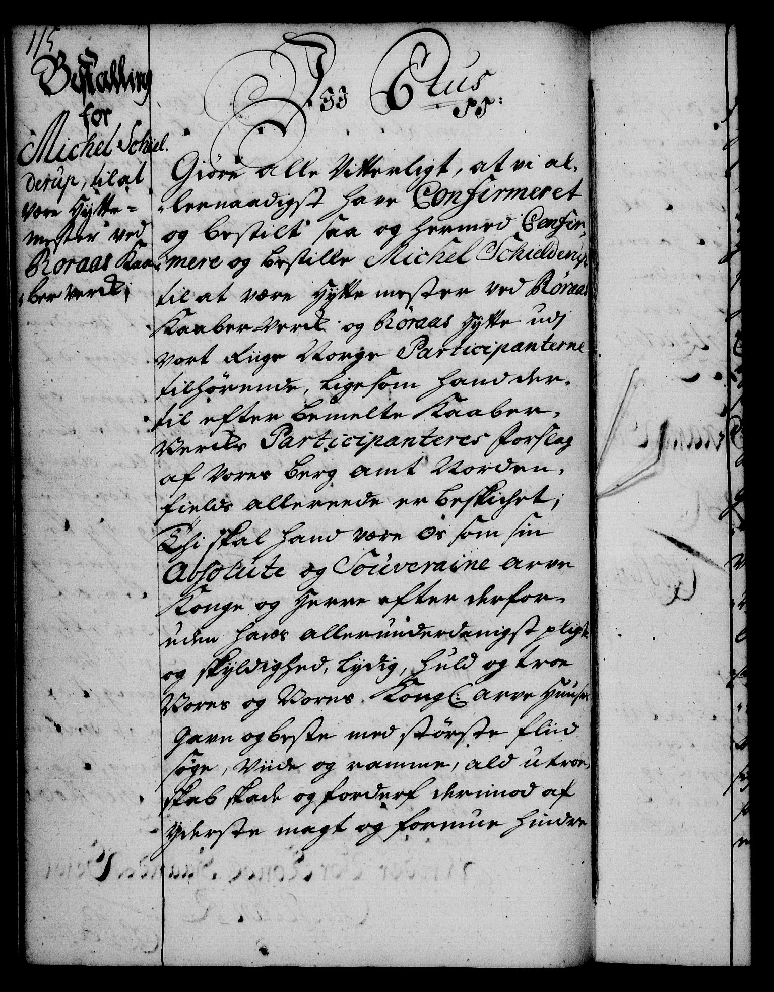 Rentekammeret, Kammerkanselliet, AV/RA-EA-3111/G/Gg/Gge/L0002: Norsk bestallingsprotokoll med register (merket RK 53.26), 1730-1744, p. 115