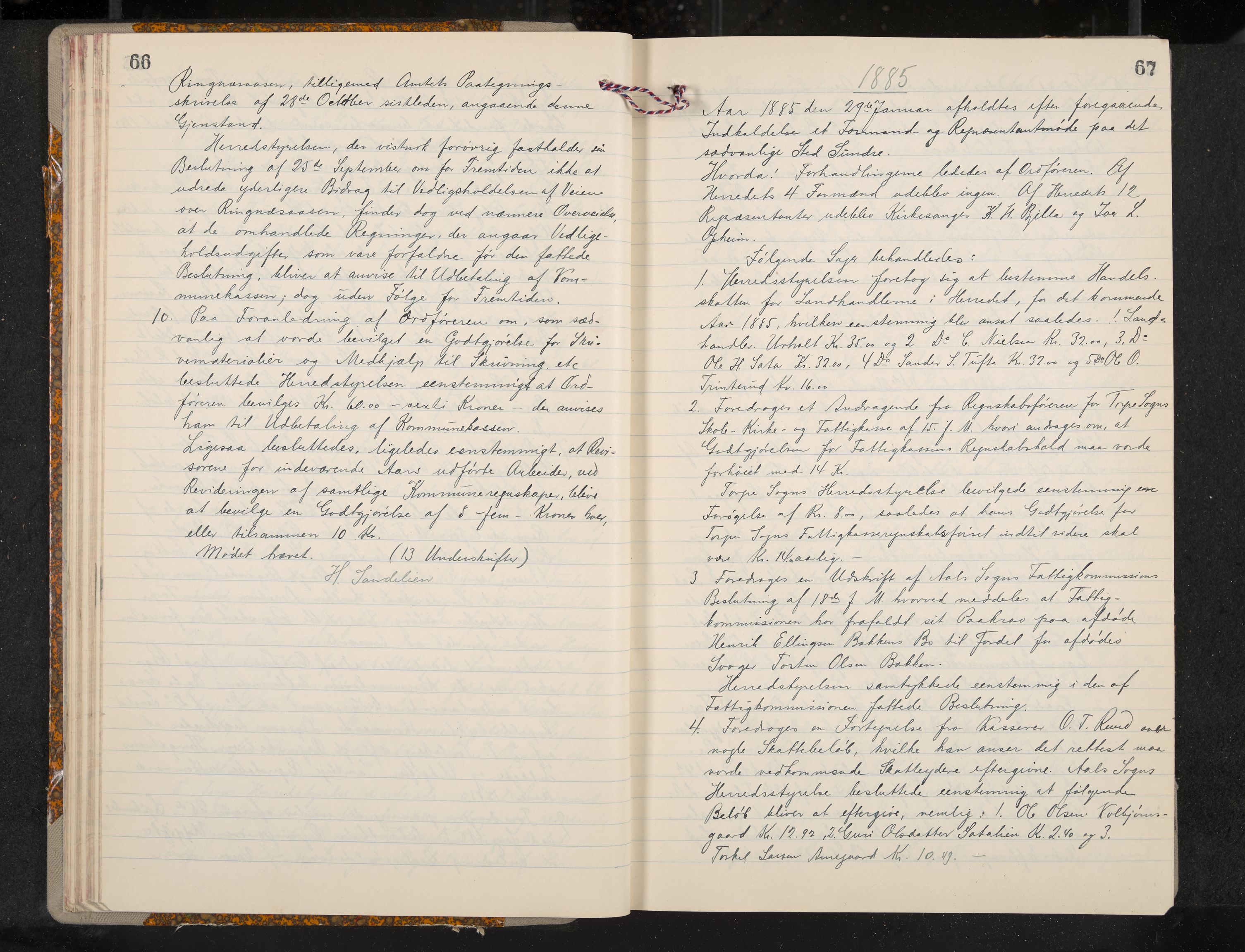 Ål formannskap og sentraladministrasjon, IKAK/0619021/A/Aa/L0004: Utskrift av møtebok, 1881-1901, p. 66-67