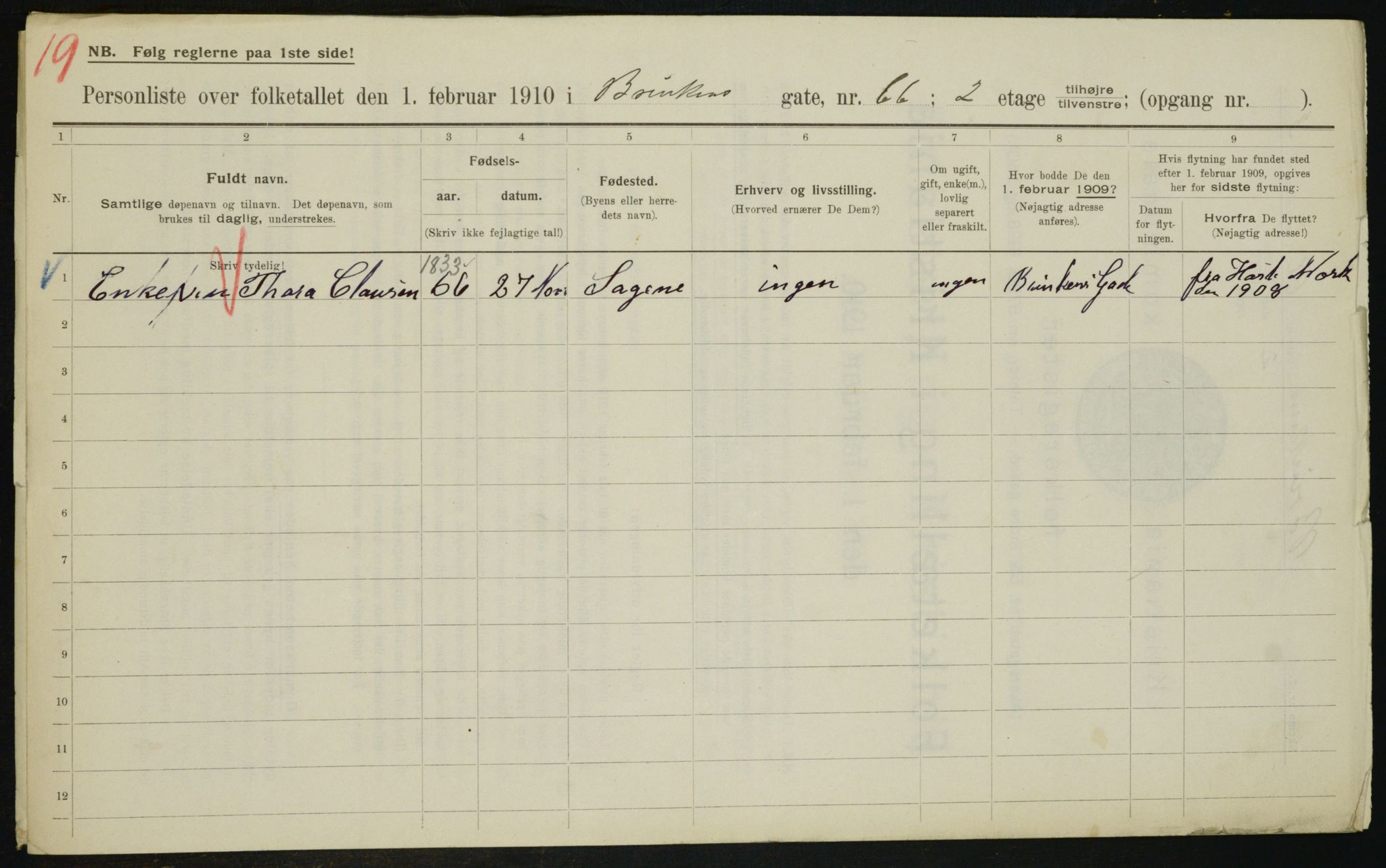 OBA, Municipal Census 1910 for Kristiania, 1910, p. 8799