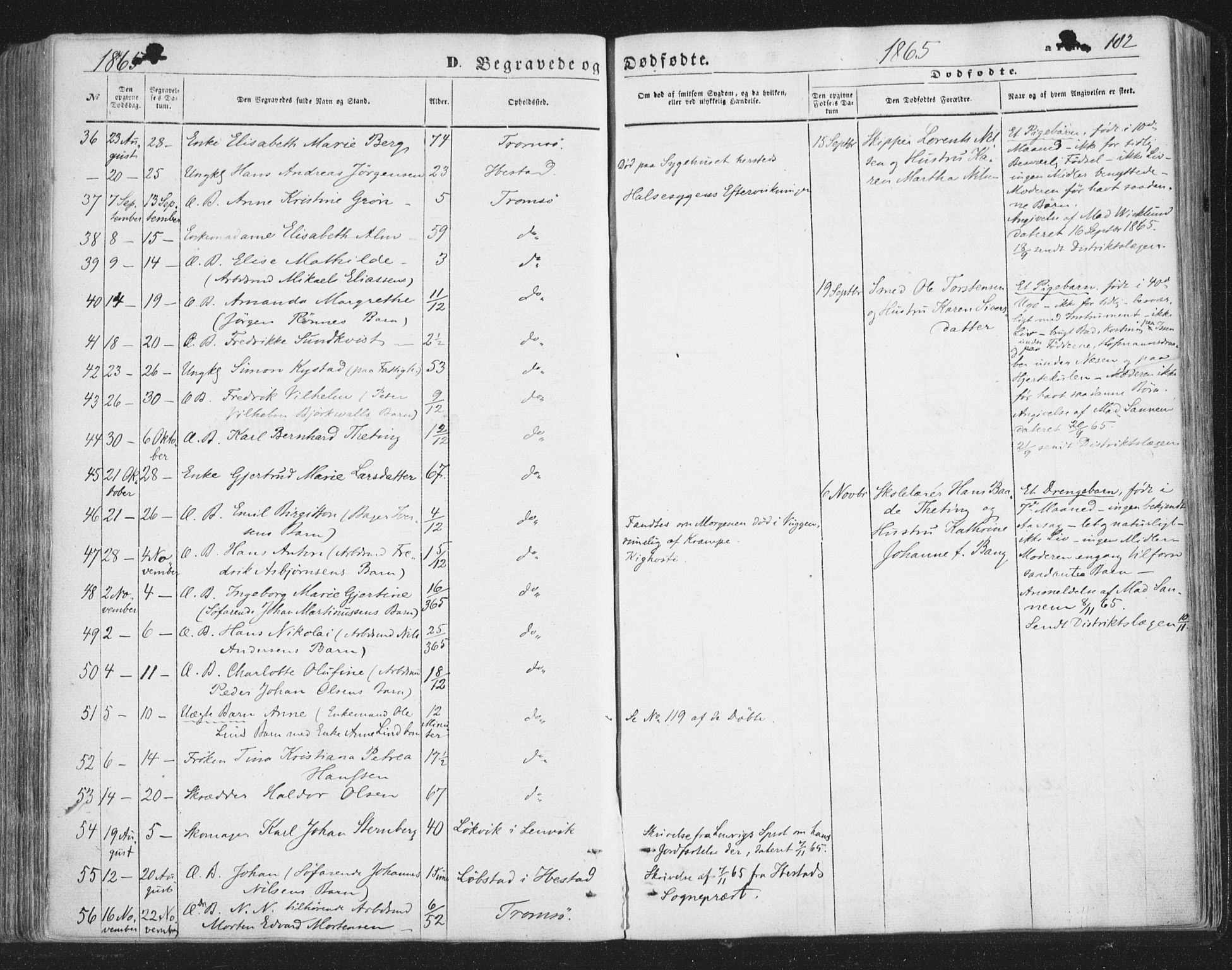 Tromsø sokneprestkontor/stiftsprosti/domprosti, SATØ/S-1343/G/Ga/L0012kirke: Parish register (official) no. 12, 1865-1871, p. 182
