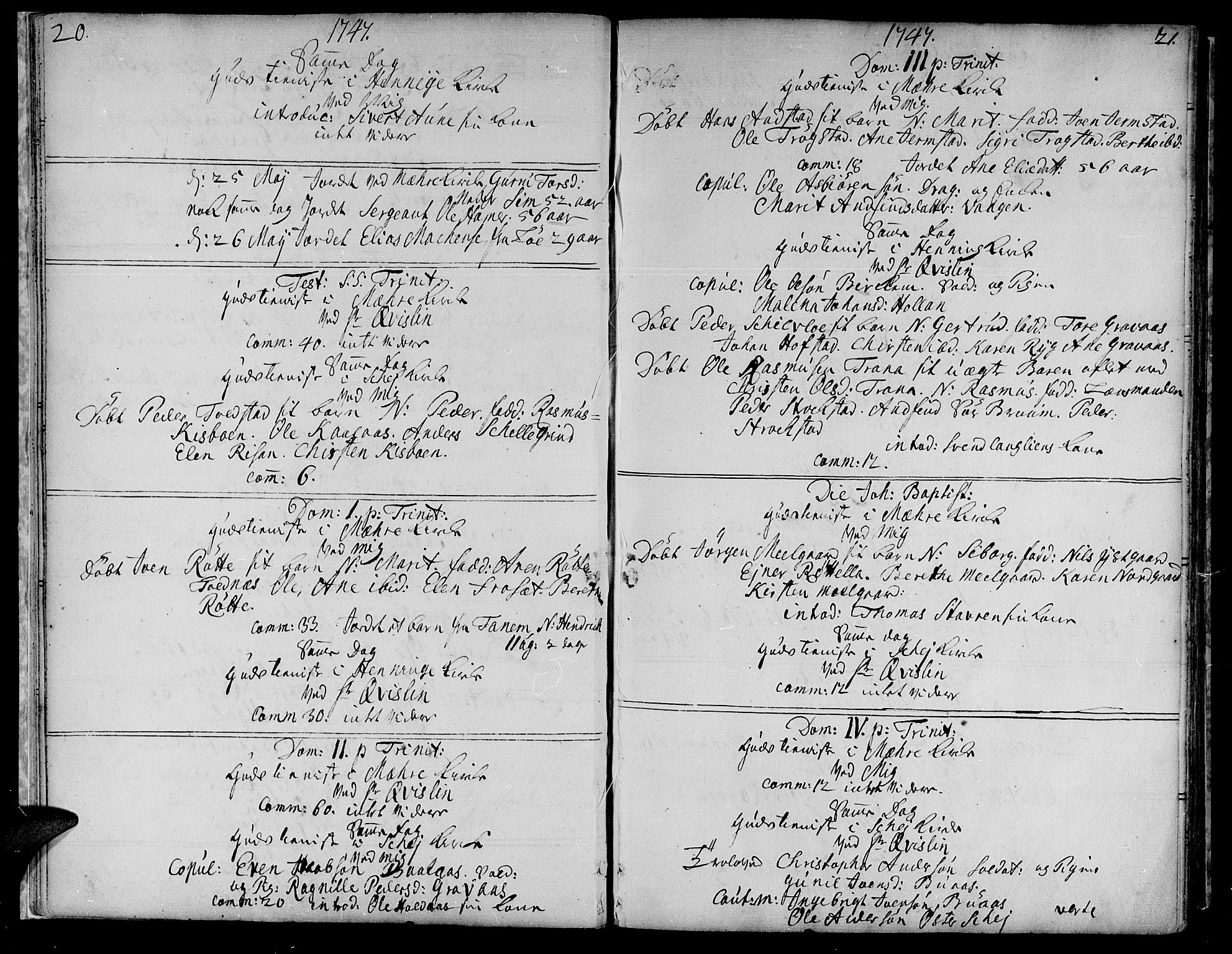 Ministerialprotokoller, klokkerbøker og fødselsregistre - Nord-Trøndelag, AV/SAT-A-1458/735/L0330: Parish register (official) no. 735A01, 1740-1766, p. 20-21