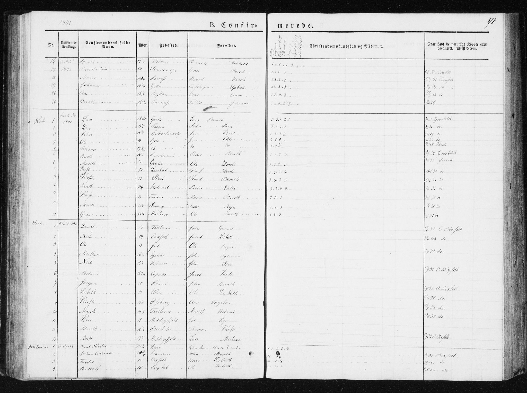 Ministerialprotokoller, klokkerbøker og fødselsregistre - Nord-Trøndelag, AV/SAT-A-1458/749/L0470: Parish register (official) no. 749A04, 1834-1853, p. 71