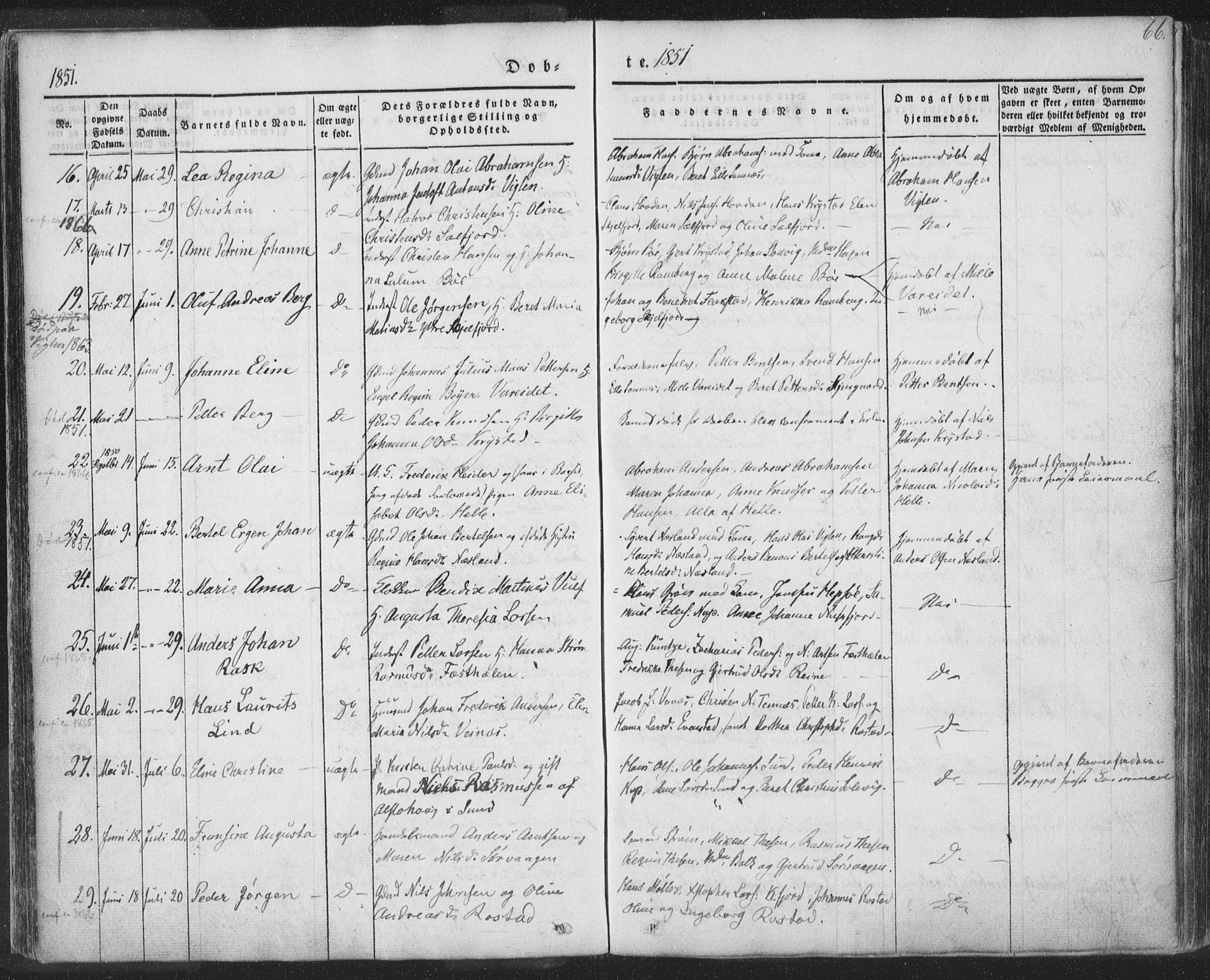 Ministerialprotokoller, klokkerbøker og fødselsregistre - Nordland, SAT/A-1459/885/L1202: Parish register (official) no. 885A03, 1838-1859, p. 66