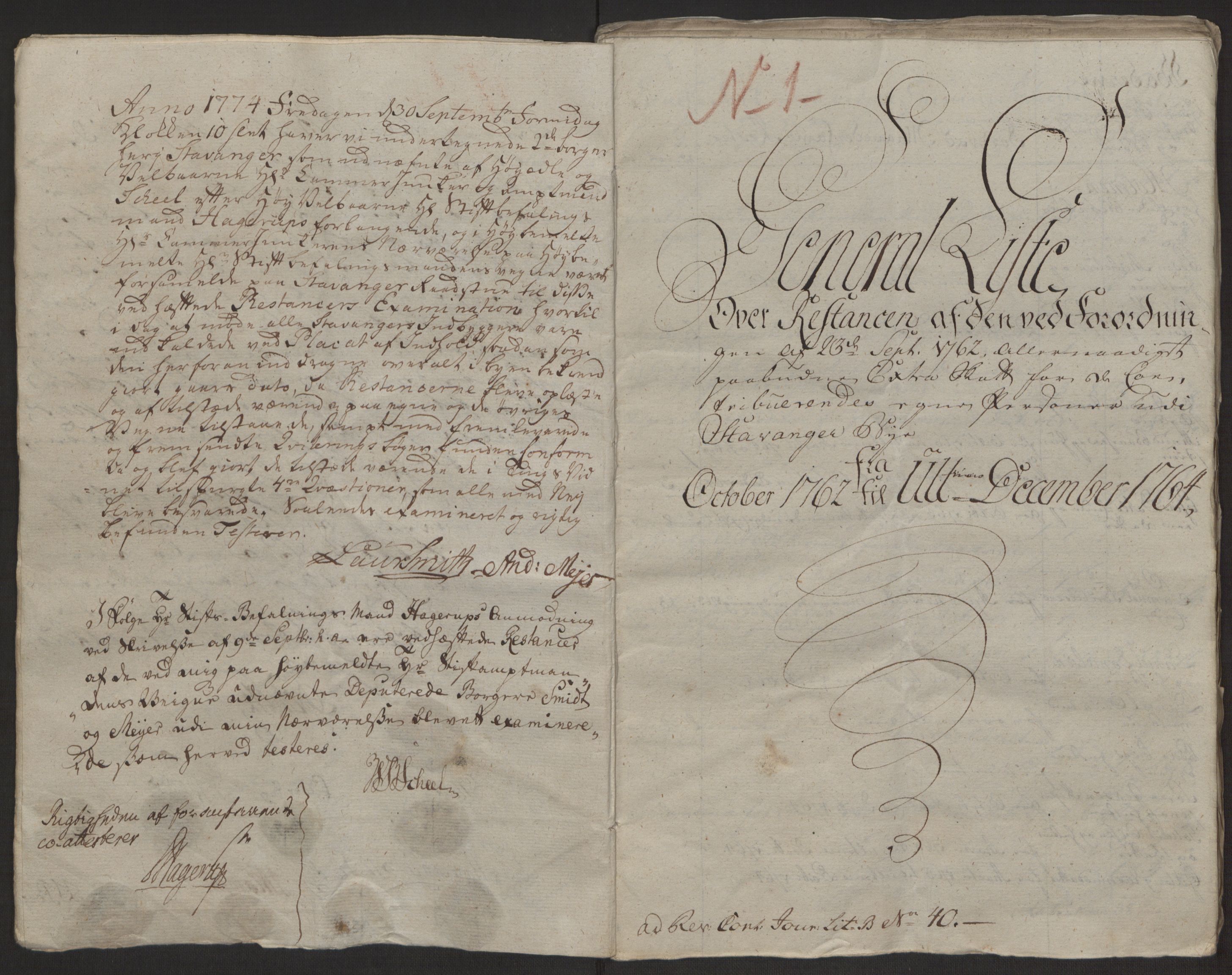 Rentekammeret inntil 1814, Reviderte regnskaper, Byregnskaper, AV/RA-EA-4066/R/Ro/L0305/0001: [O6] Kontribusjonsregnskap / Ekstraskatt, 1762-1768, p. 277