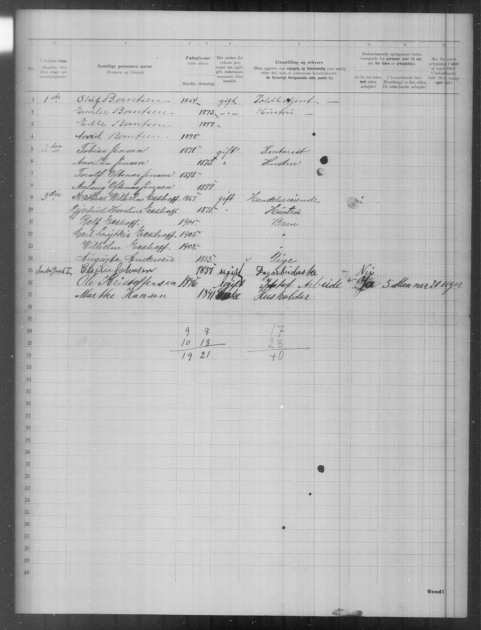 OBA, Municipal Census 1903 for Kristiania, 1903, p. 2902