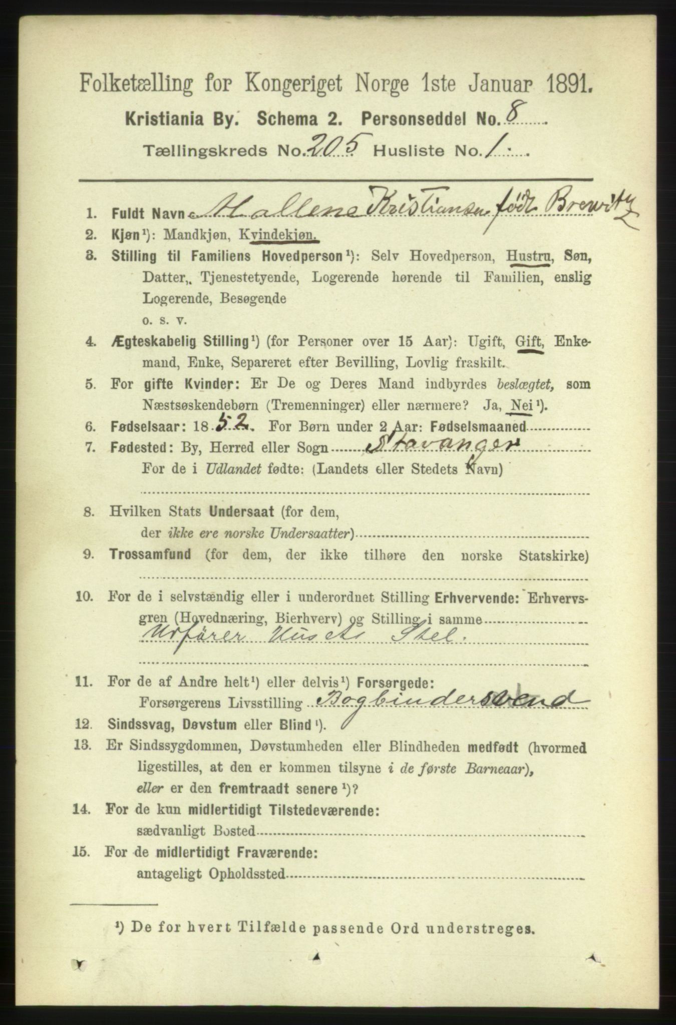 RA, 1891 census for 0301 Kristiania, 1891, p. 123337
