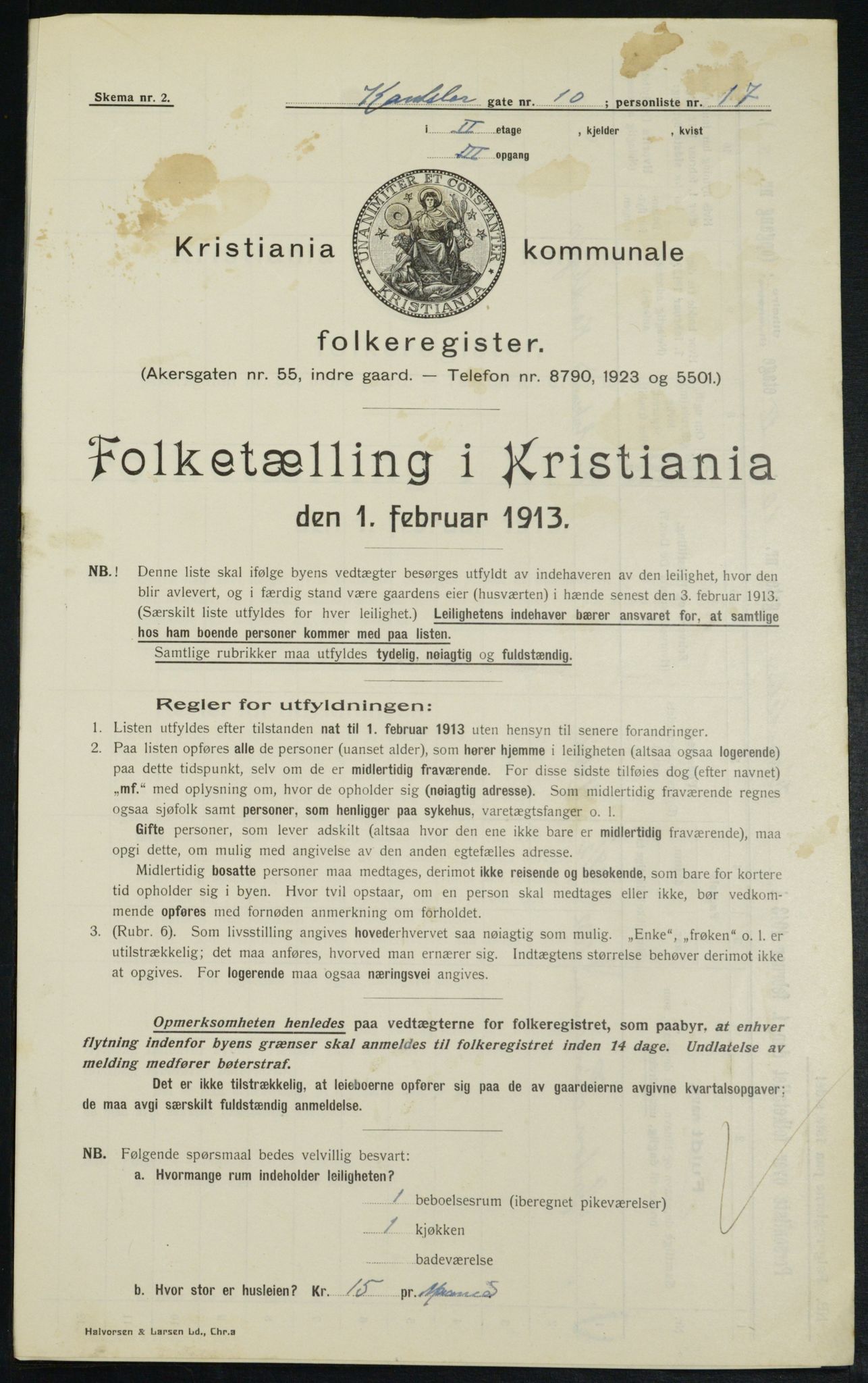 OBA, Municipal Census 1913 for Kristiania, 1913, p. 47876