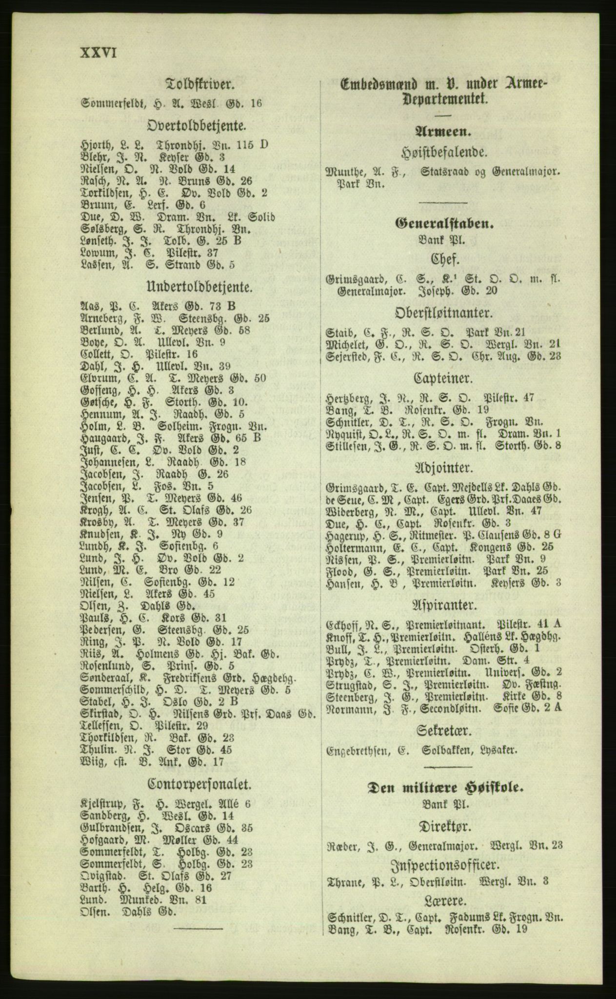 Kristiania/Oslo adressebok, PUBL/-, 1879, p. XXVI
