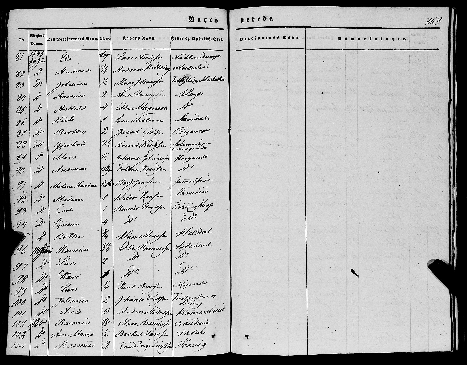 Fana Sokneprestembete, AV/SAB-A-75101/H/Haa/Haaa/L0008: Parish register (official) no. A 8, 1829-1851, p. 363