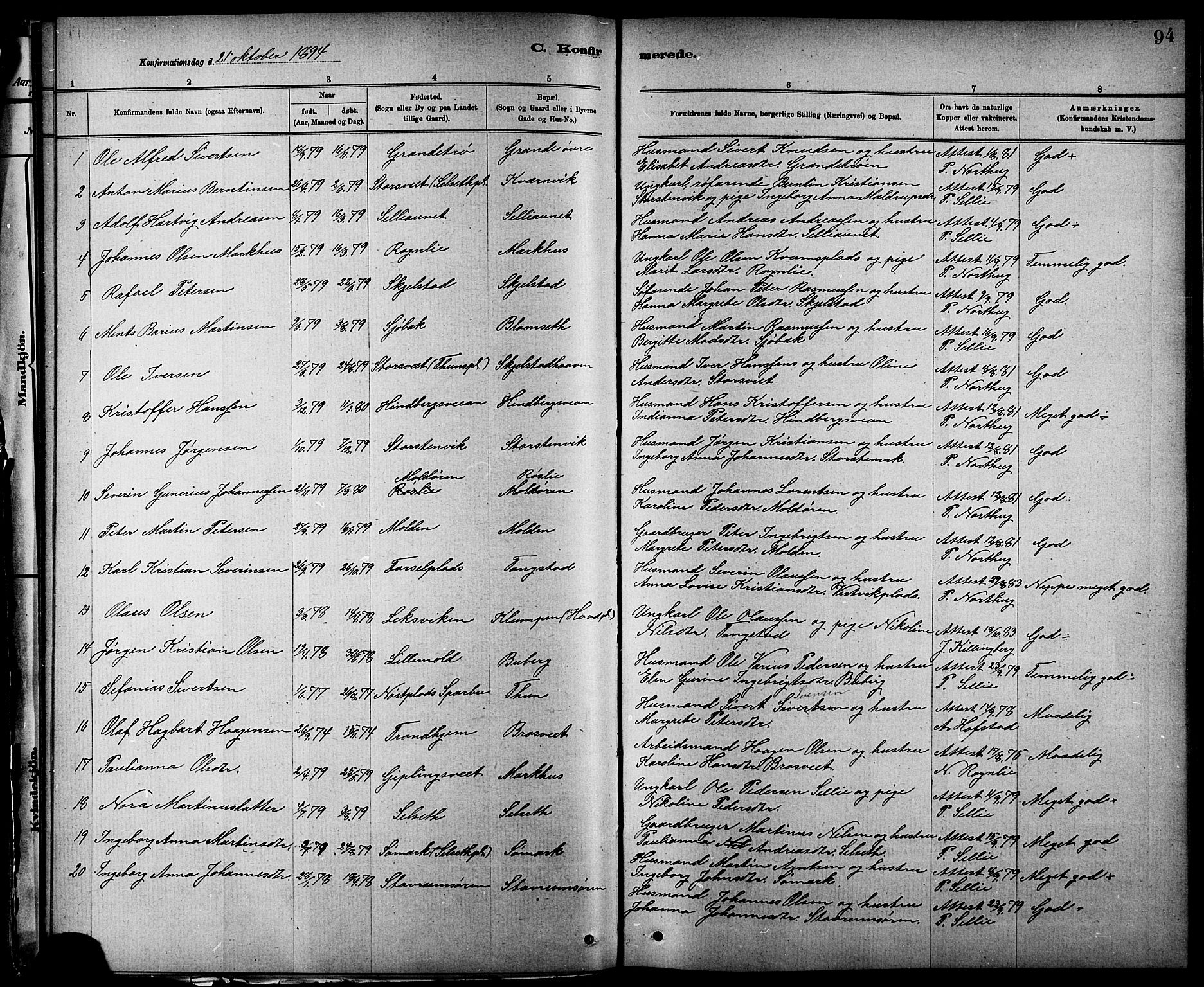 Ministerialprotokoller, klokkerbøker og fødselsregistre - Nord-Trøndelag, SAT/A-1458/744/L0423: Parish register (copy) no. 744C02, 1886-1905, p. 94
