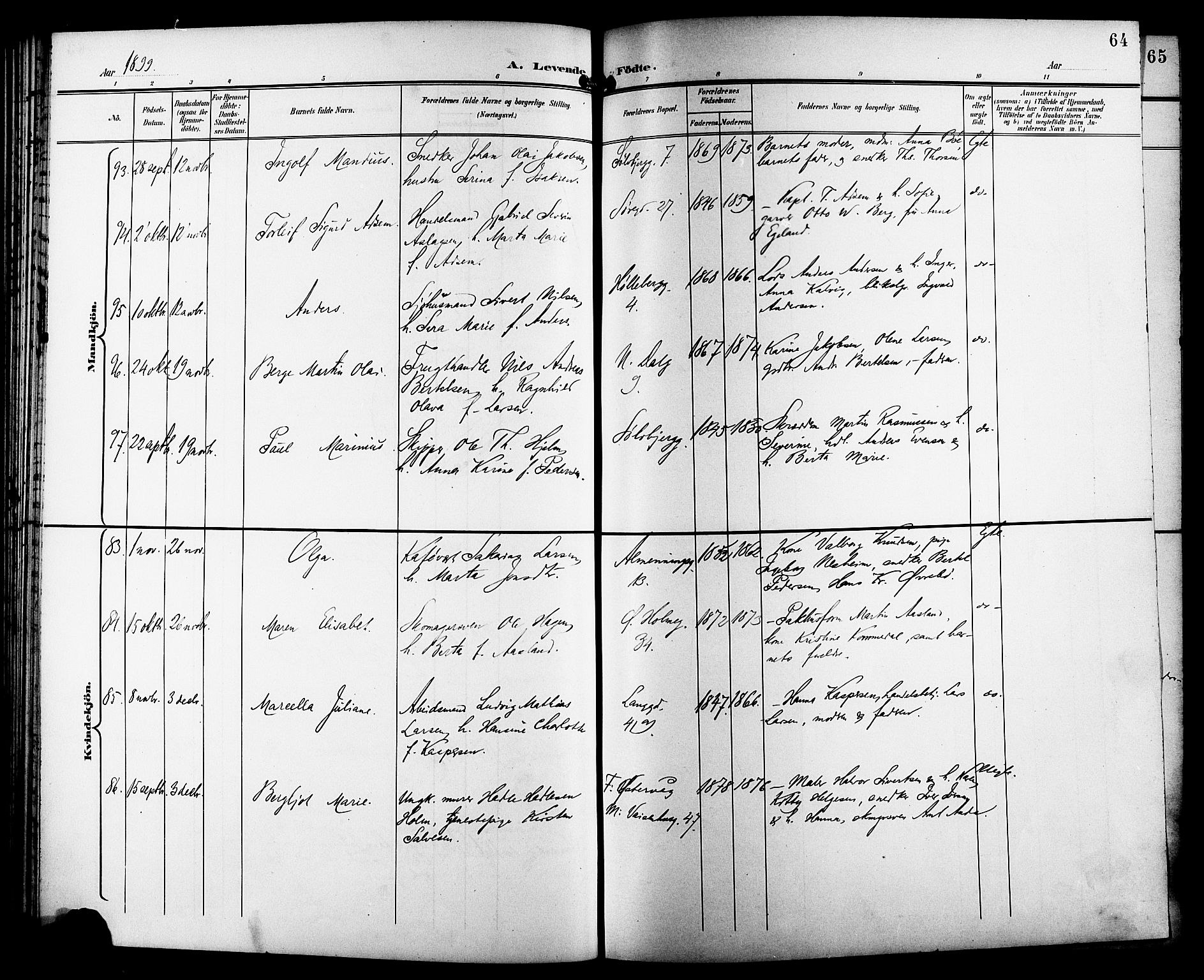 St. Petri sokneprestkontor, AV/SAST-A-101813/001/30/30BB/L0008: Parish register (copy) no. B 8, 1897-1905, p. 64