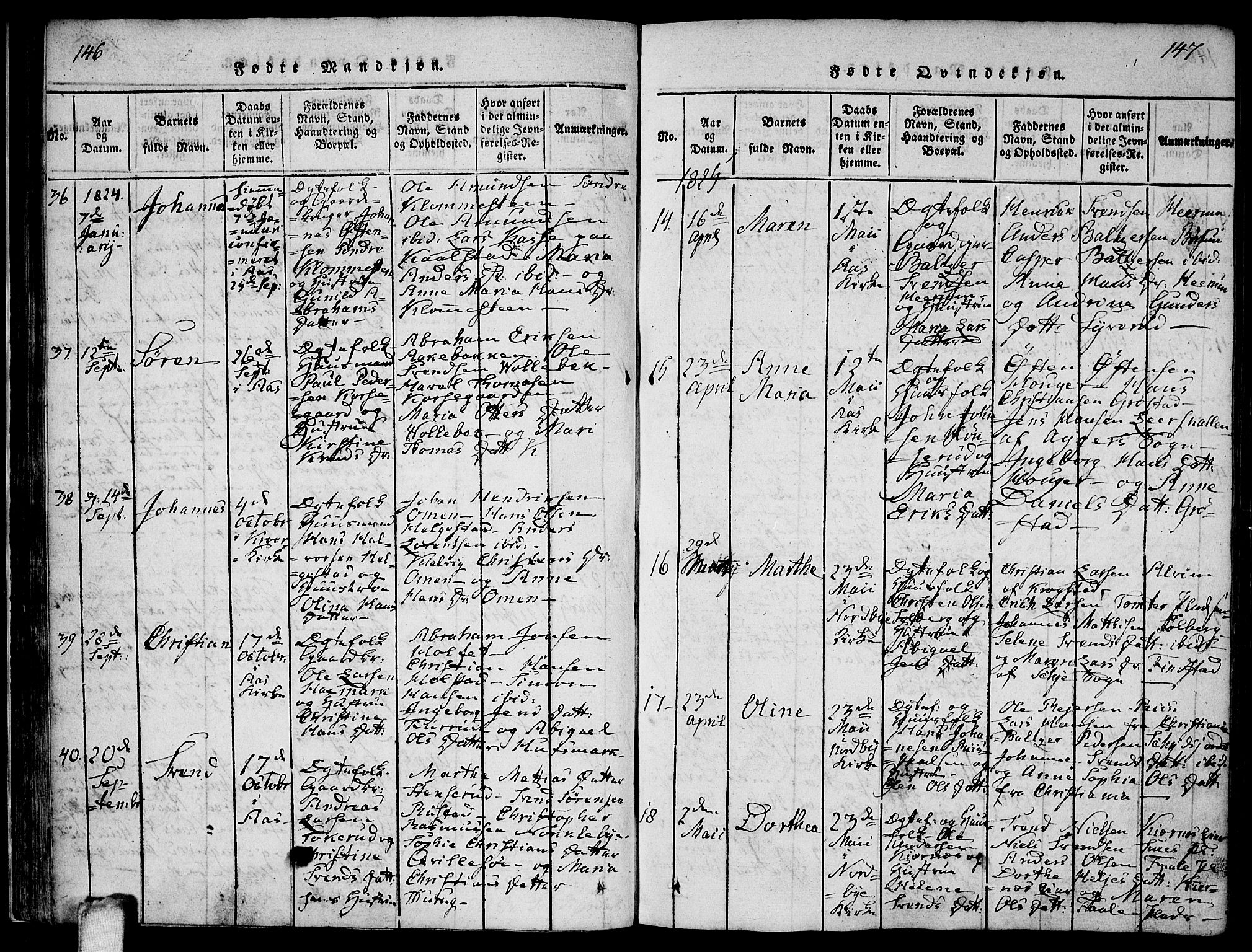 Ås prestekontor Kirkebøker, AV/SAO-A-10894/F/Fa/L0004: Parish register (official) no. I 4, 1818-1826, p. 146-147