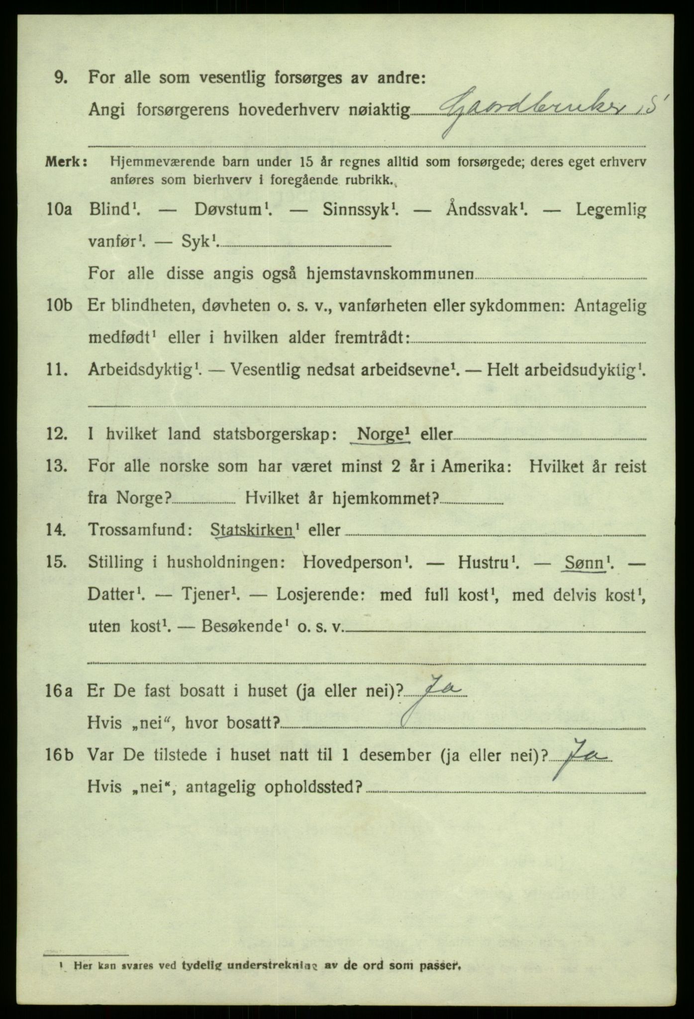 SAB, 1920 census for Austrheim, 1920, p. 2155