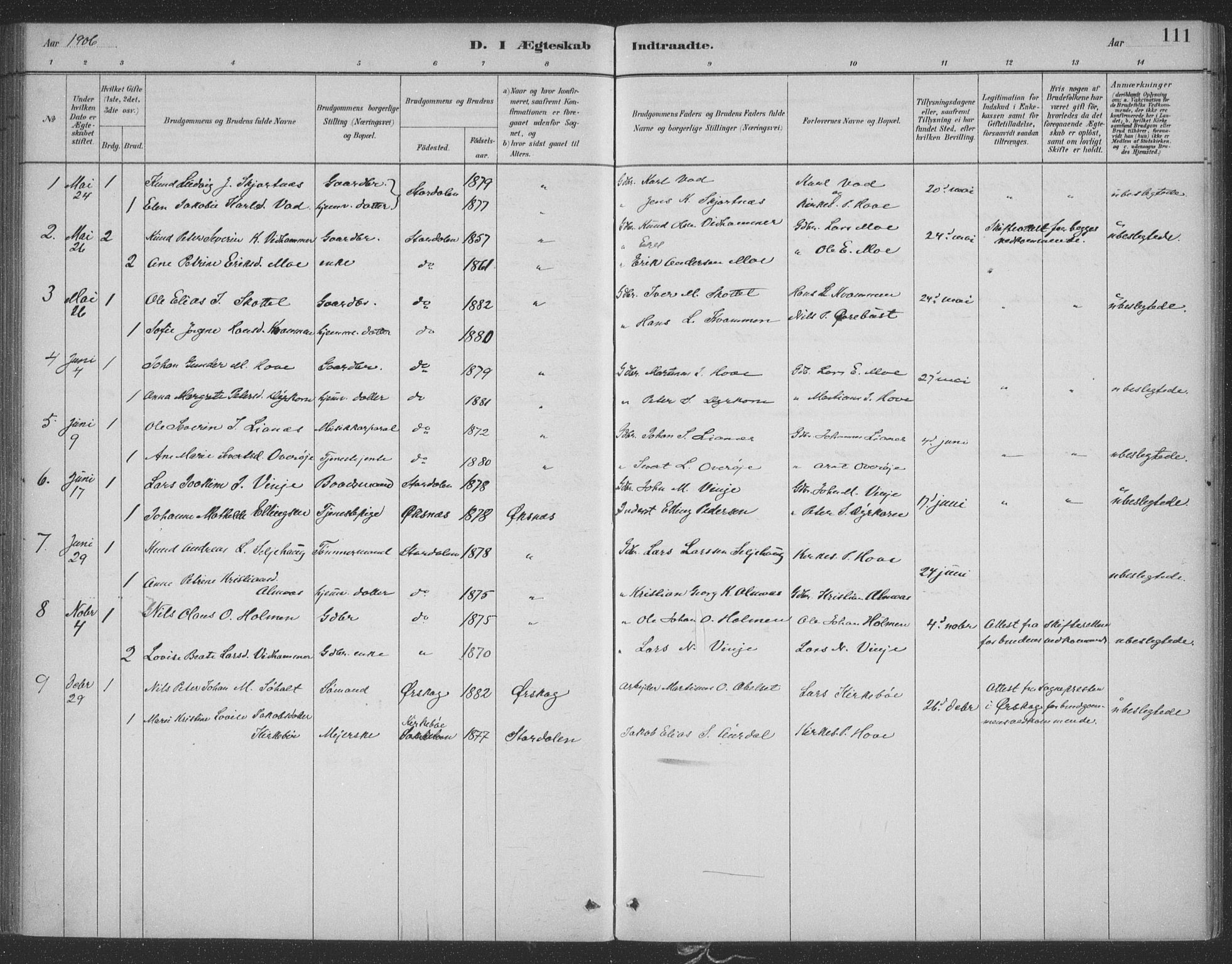 Ministerialprotokoller, klokkerbøker og fødselsregistre - Møre og Romsdal, SAT/A-1454/521/L0299: Parish register (official) no. 521A01, 1882-1907, p. 111
