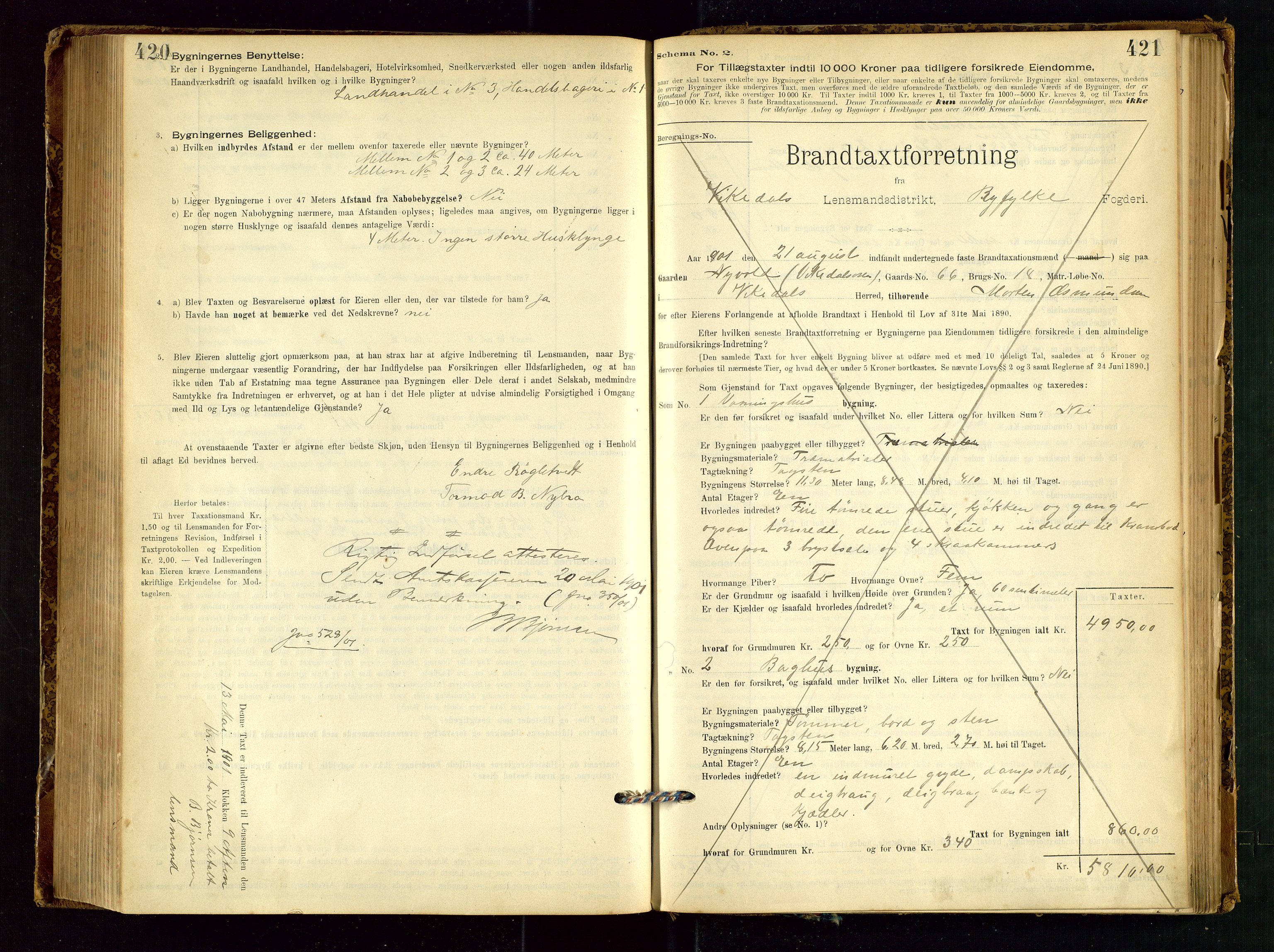 Vikedal lensmannskontor, SAST/A-100179/Gob/L0004: Branntakstprotokoll, 1894-1952, p. 420-421