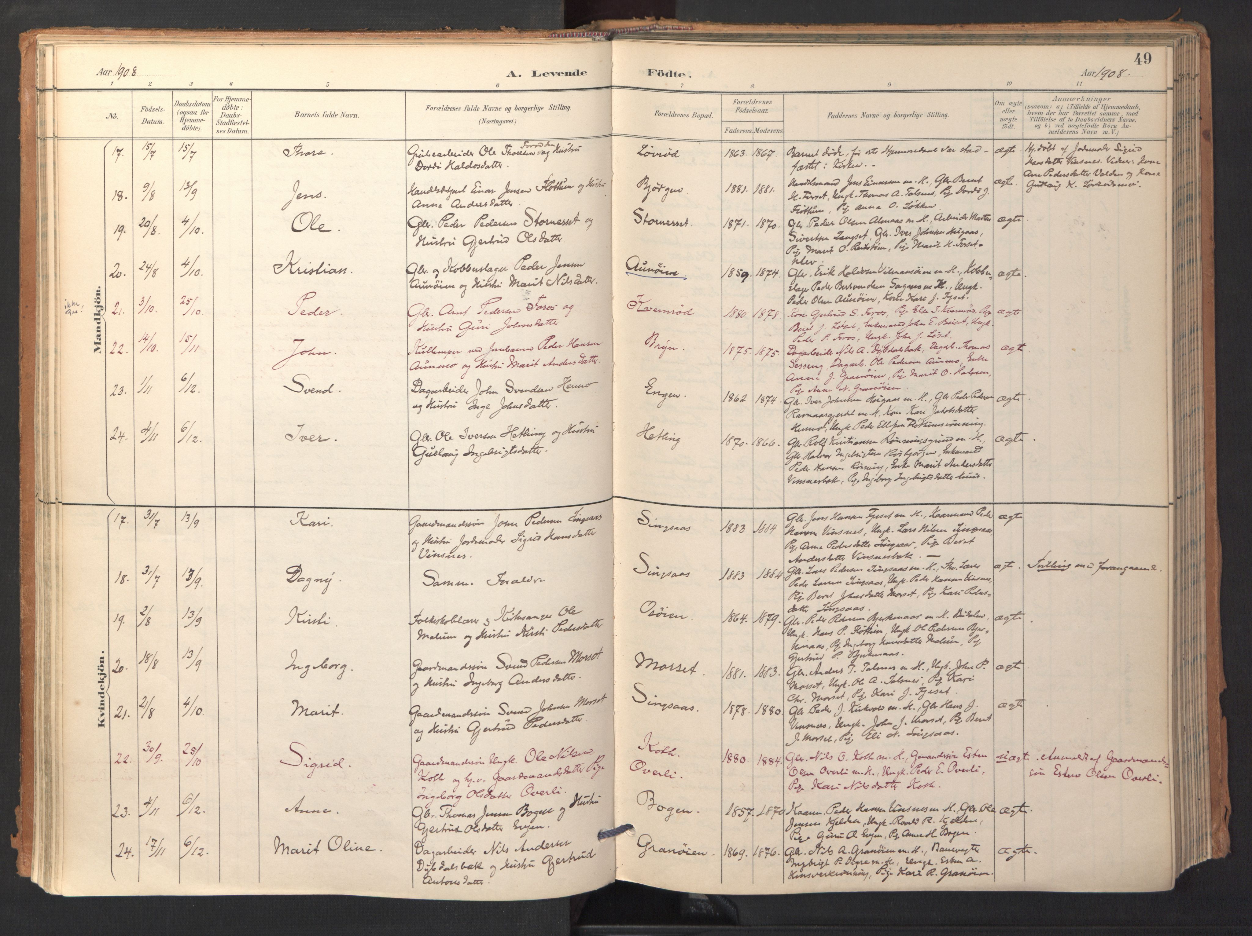 Ministerialprotokoller, klokkerbøker og fødselsregistre - Sør-Trøndelag, SAT/A-1456/688/L1025: Parish register (official) no. 688A02, 1891-1909, p. 49