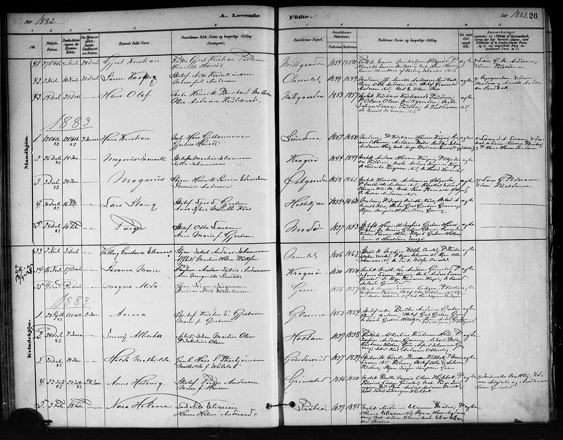 Tjøme kirkebøker, SAKO/A-328/F/Fa/L0001: Parish register (official) no. 1, 1879-1890, p. 26
