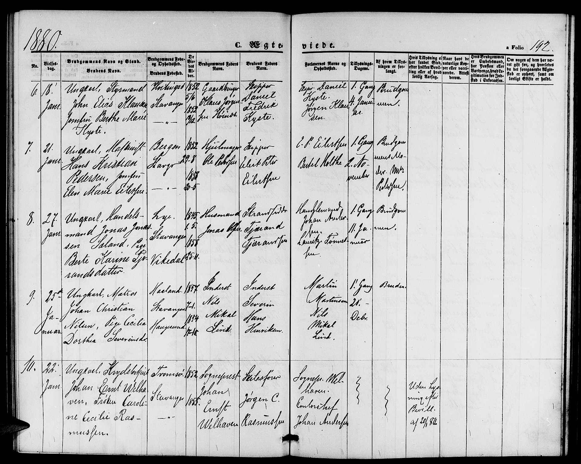 St. Petri sokneprestkontor, AV/SAST-A-101813/001/30/30BB/L0002: Parish register (copy) no. B 2, 1865-1885, p. 192