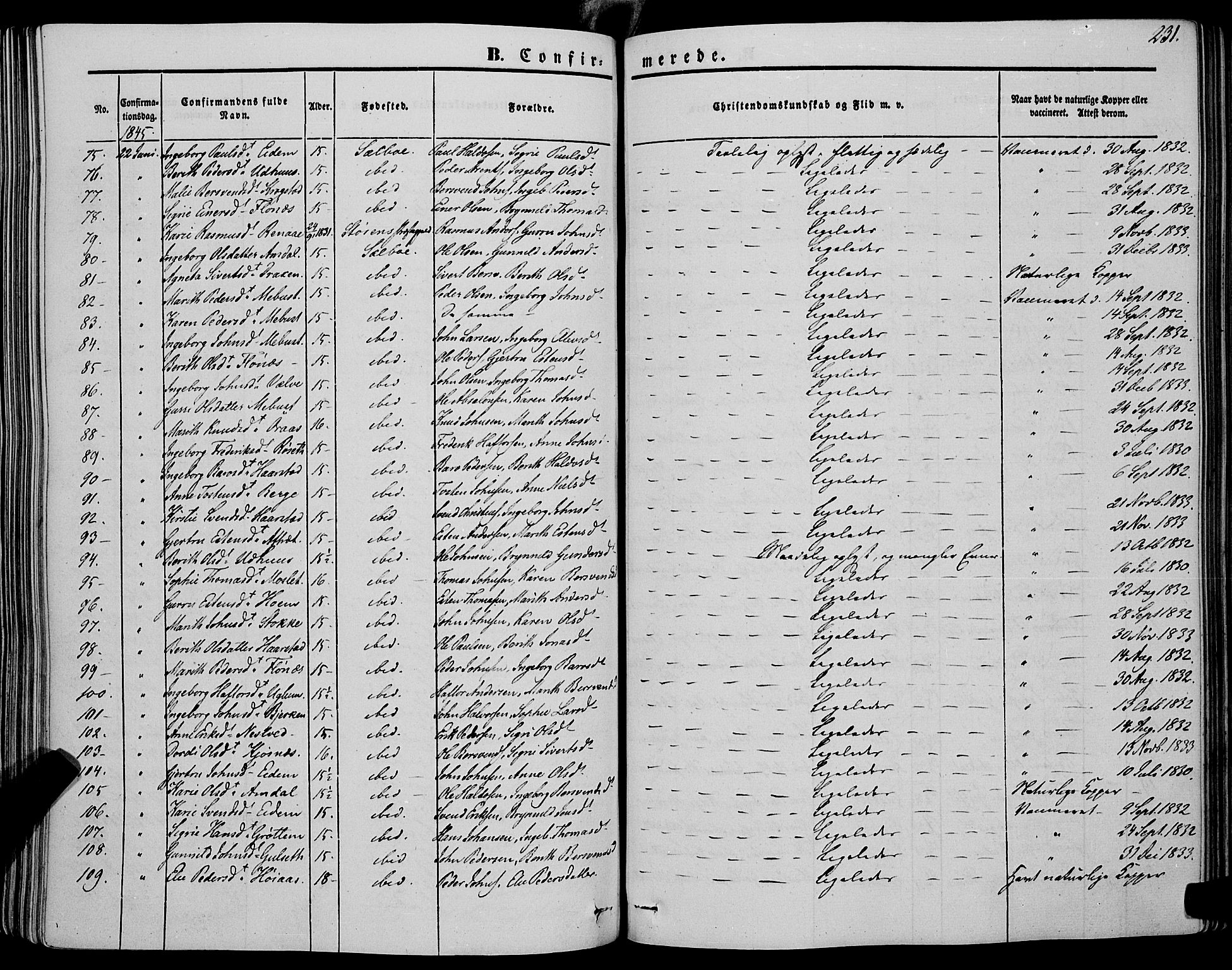 Ministerialprotokoller, klokkerbøker og fødselsregistre - Sør-Trøndelag, AV/SAT-A-1456/695/L1145: Parish register (official) no. 695A06 /1, 1843-1859, p. 231