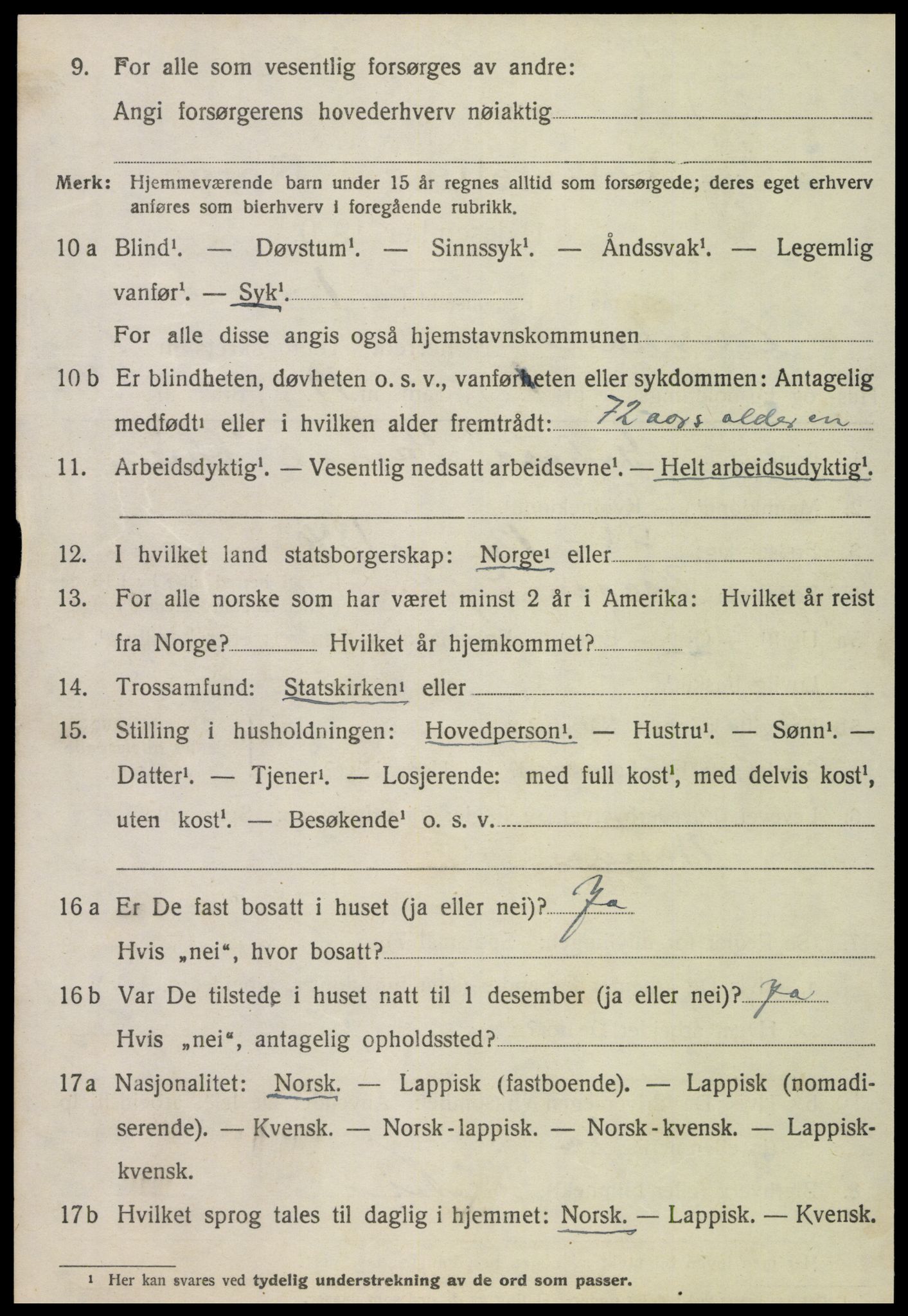 SAT, 1920 census for Overhalla, 1920, p. 4903