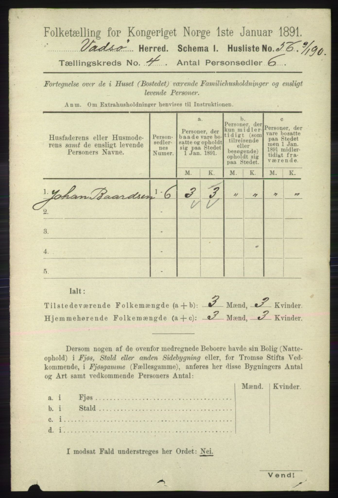 RA, 1891 census for 2029 Vadsø, 1891, p. 1199