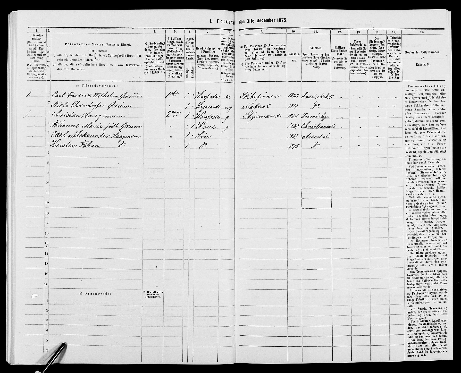 SAK, 1875 census for 0903P Arendal, 1875, p. 718