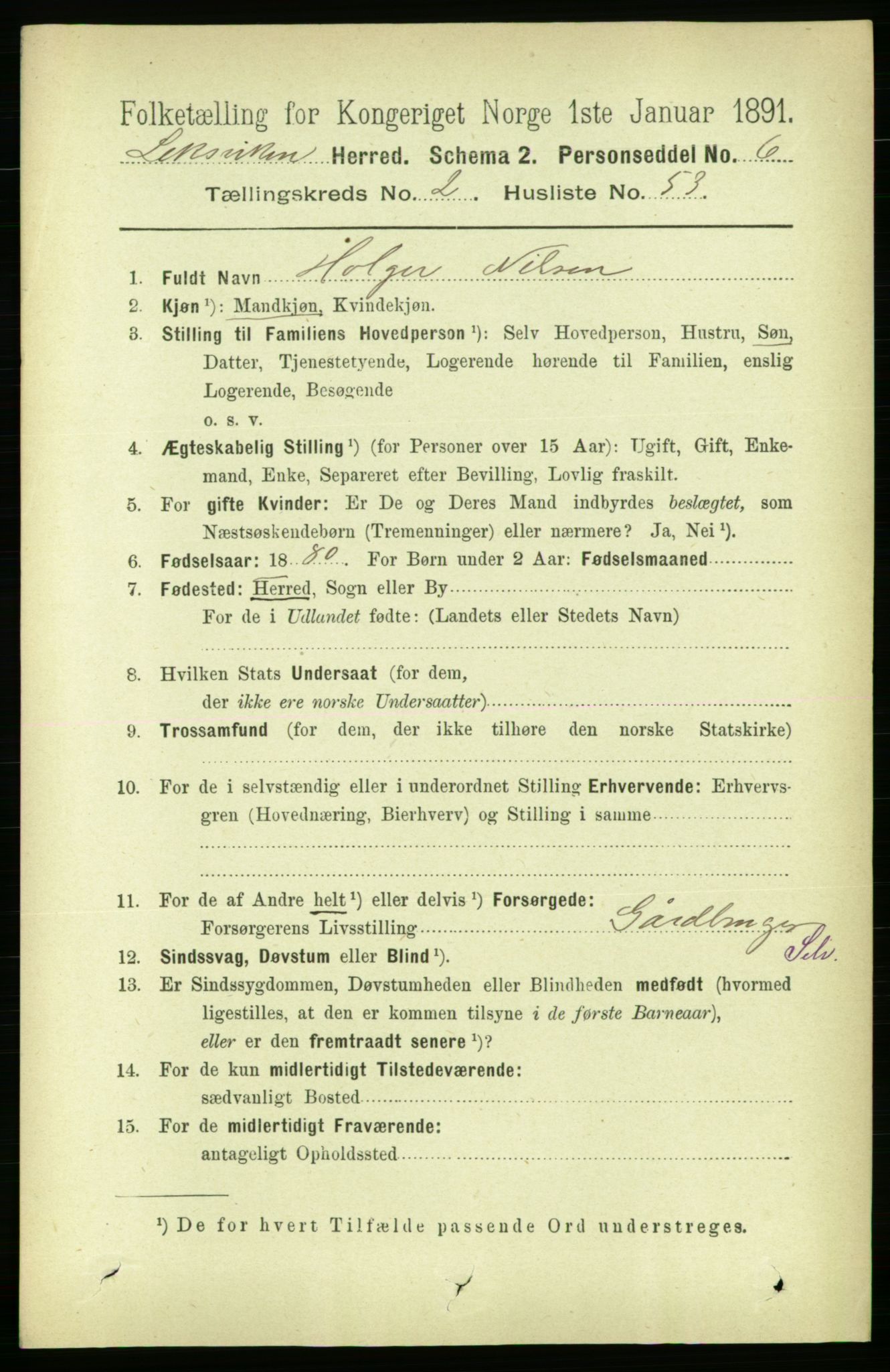 RA, 1891 census for 1718 Leksvik, 1891, p. 961