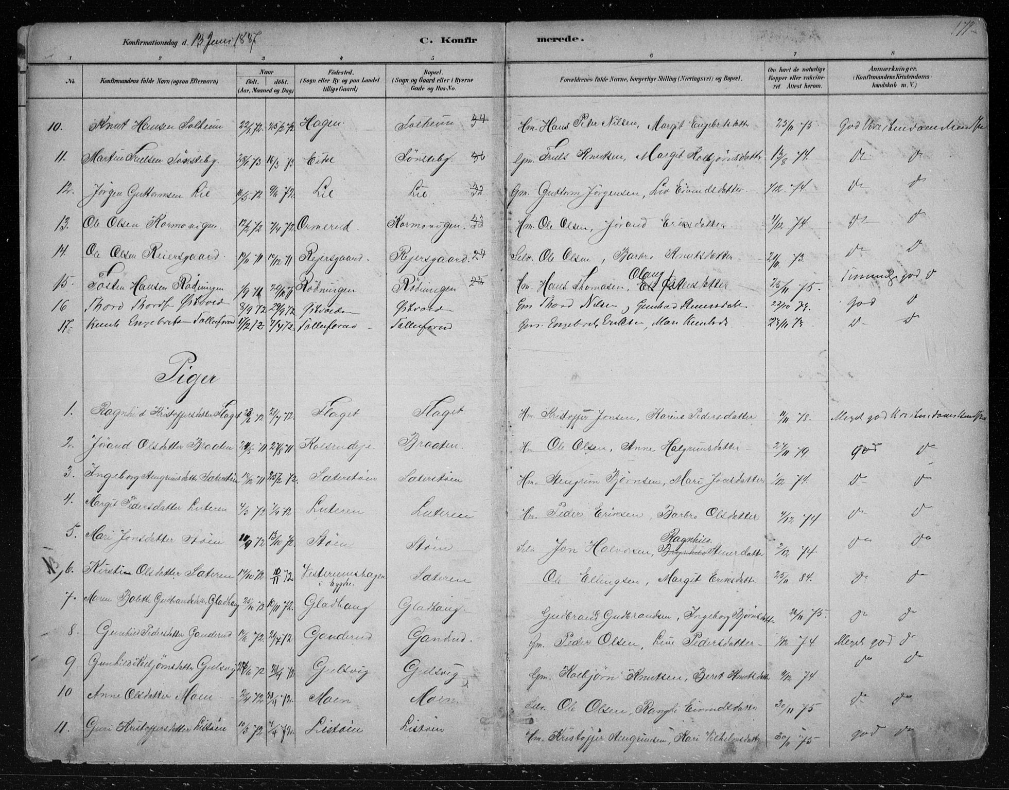 Nes kirkebøker, SAKO/A-236/F/Fa/L0012: Parish register (official) no. 12, 1881-1917, p. 179