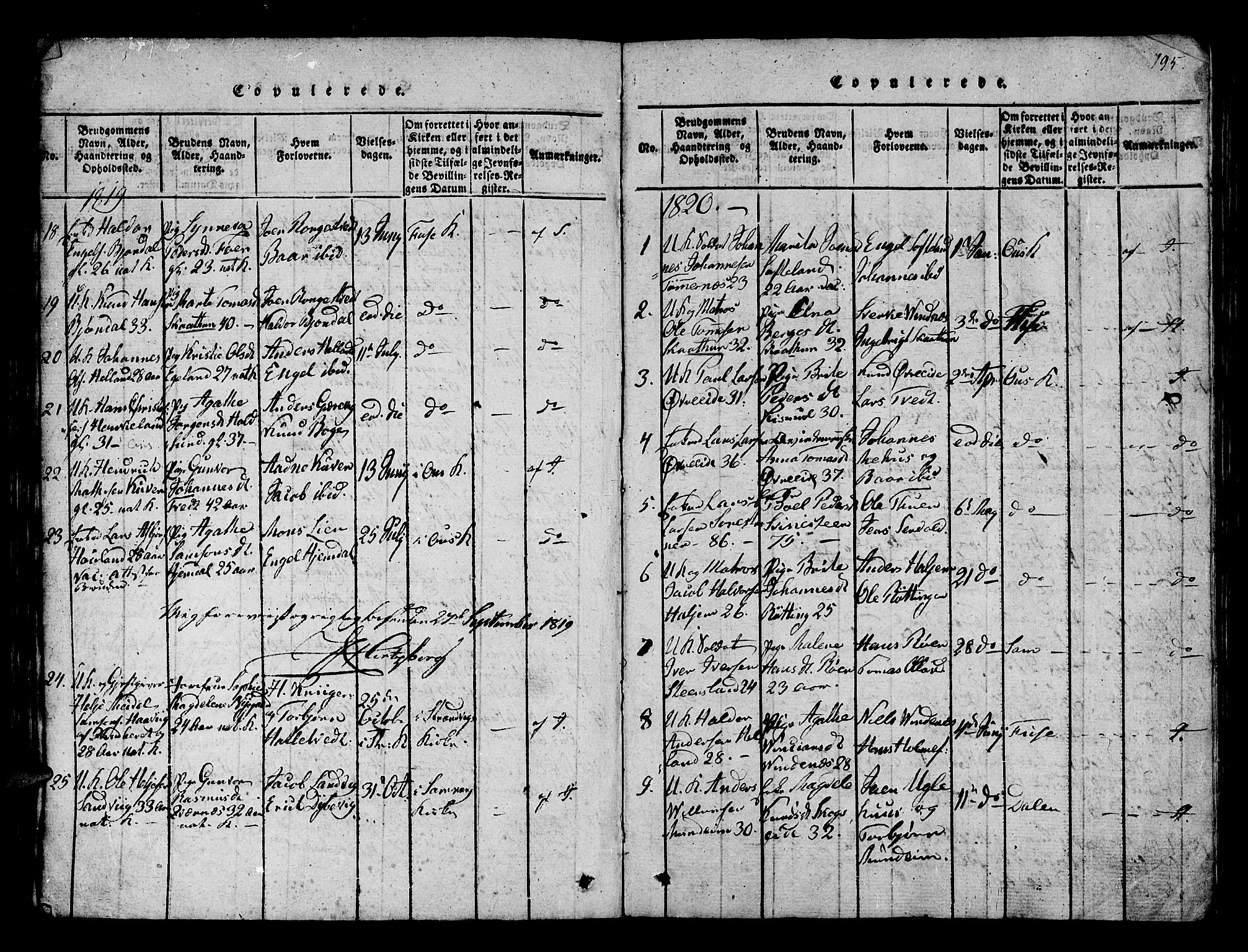 Os sokneprestembete, SAB/A-99929: Parish register (official) no. A 12, 1816-1825, p. 195