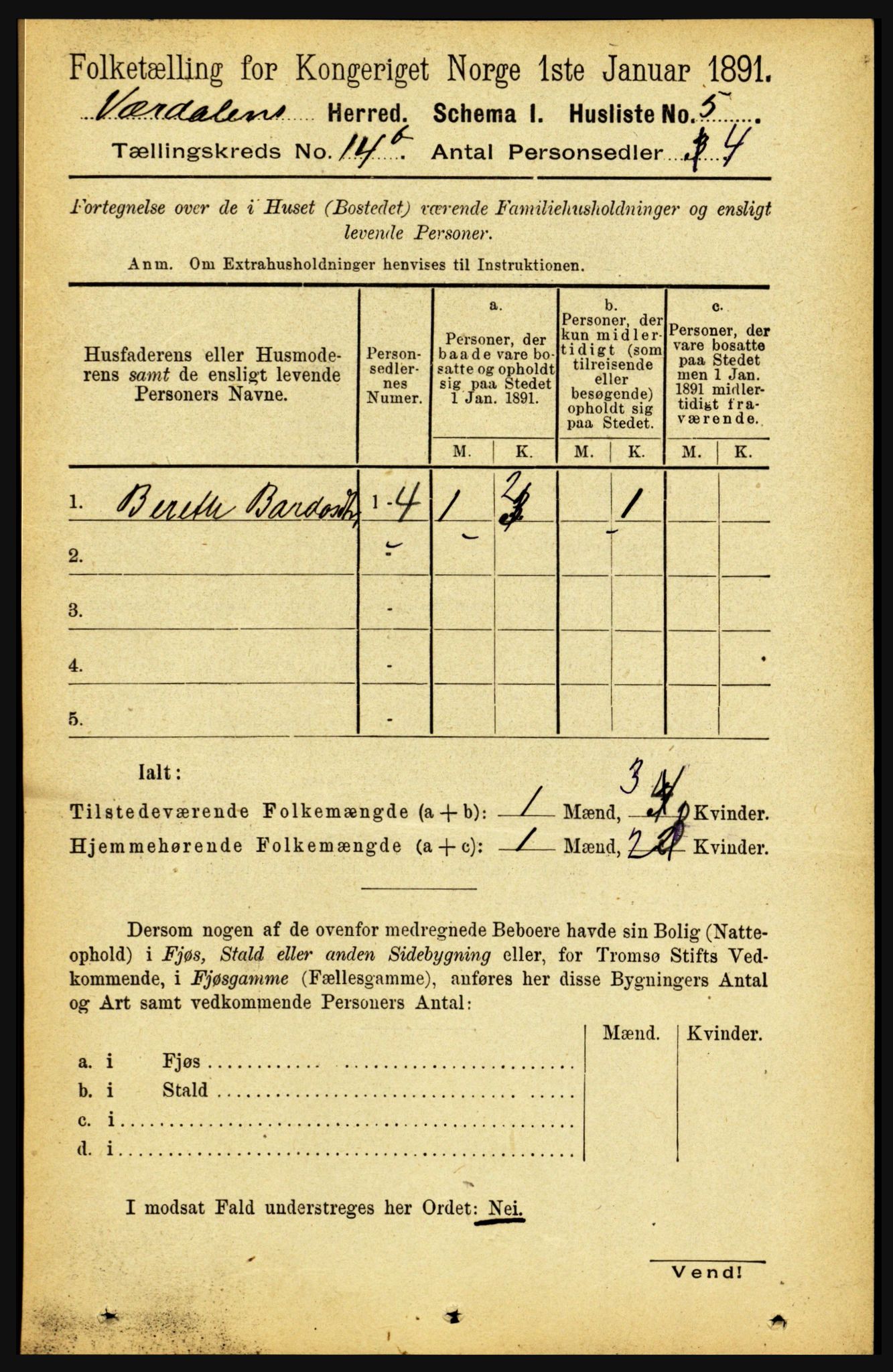 RA, 1891 census for 1721 Verdal, 1891, p. 7328