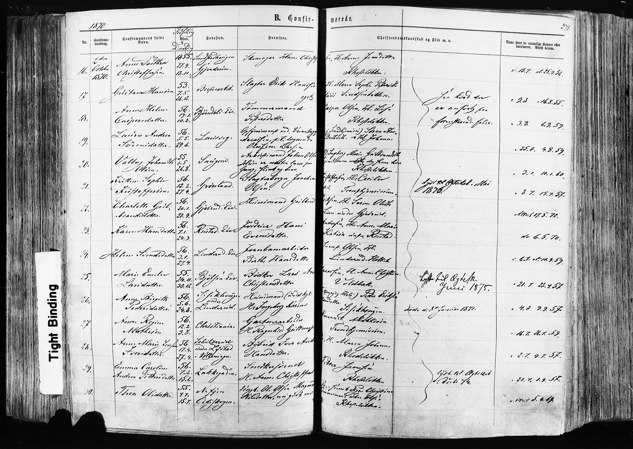 Østre Aker prestekontor Kirkebøker, AV/SAO-A-10840/F/Fa/L0003: Parish register (official) no. I 3, 1869-1875, p. 271