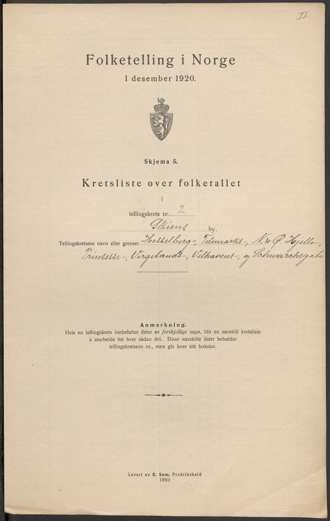 SAKO, 1920 census for Skien, 1920, p. 12