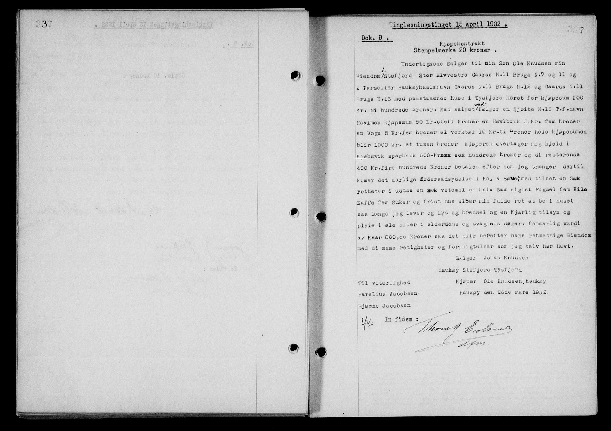 Steigen og Ofoten sorenskriveri, SAT/A-0030/1/2/2C/L0020/0002: Mortgage book no. 23 og 25-I, 1932-1932, Deed date: 15.04.1932